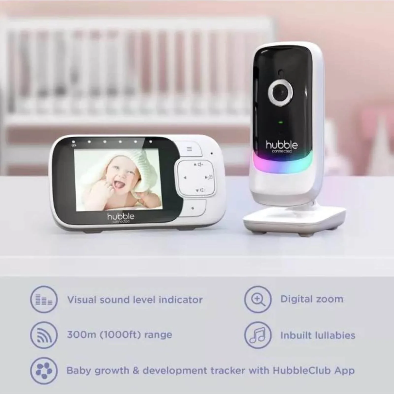 Hubble Nursery Pal Essentials 2.8" Video Baby Monitor White - Image 2