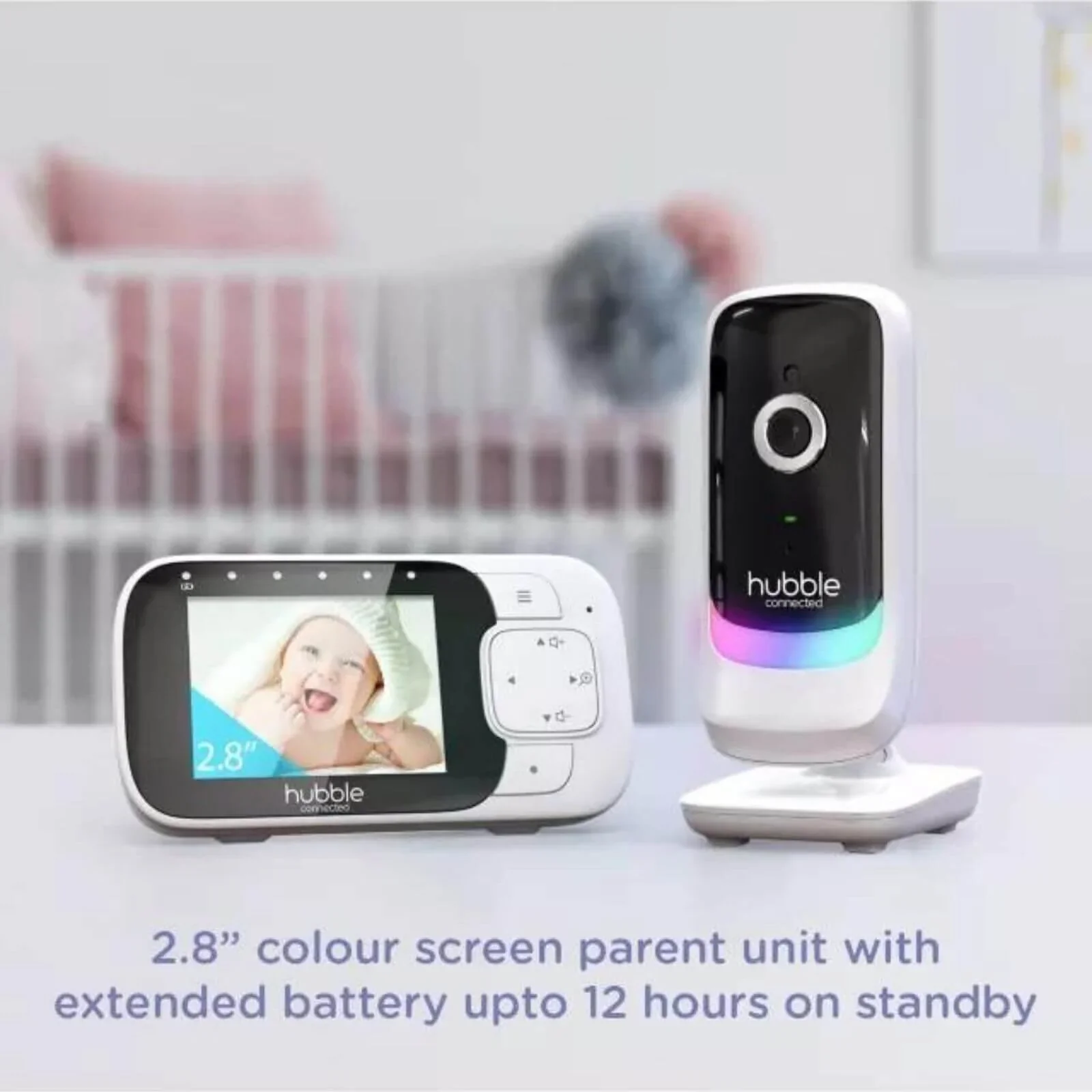 Hubble Nursery Pal Essentials 2.8" Video Baby Monitor White - Image 3