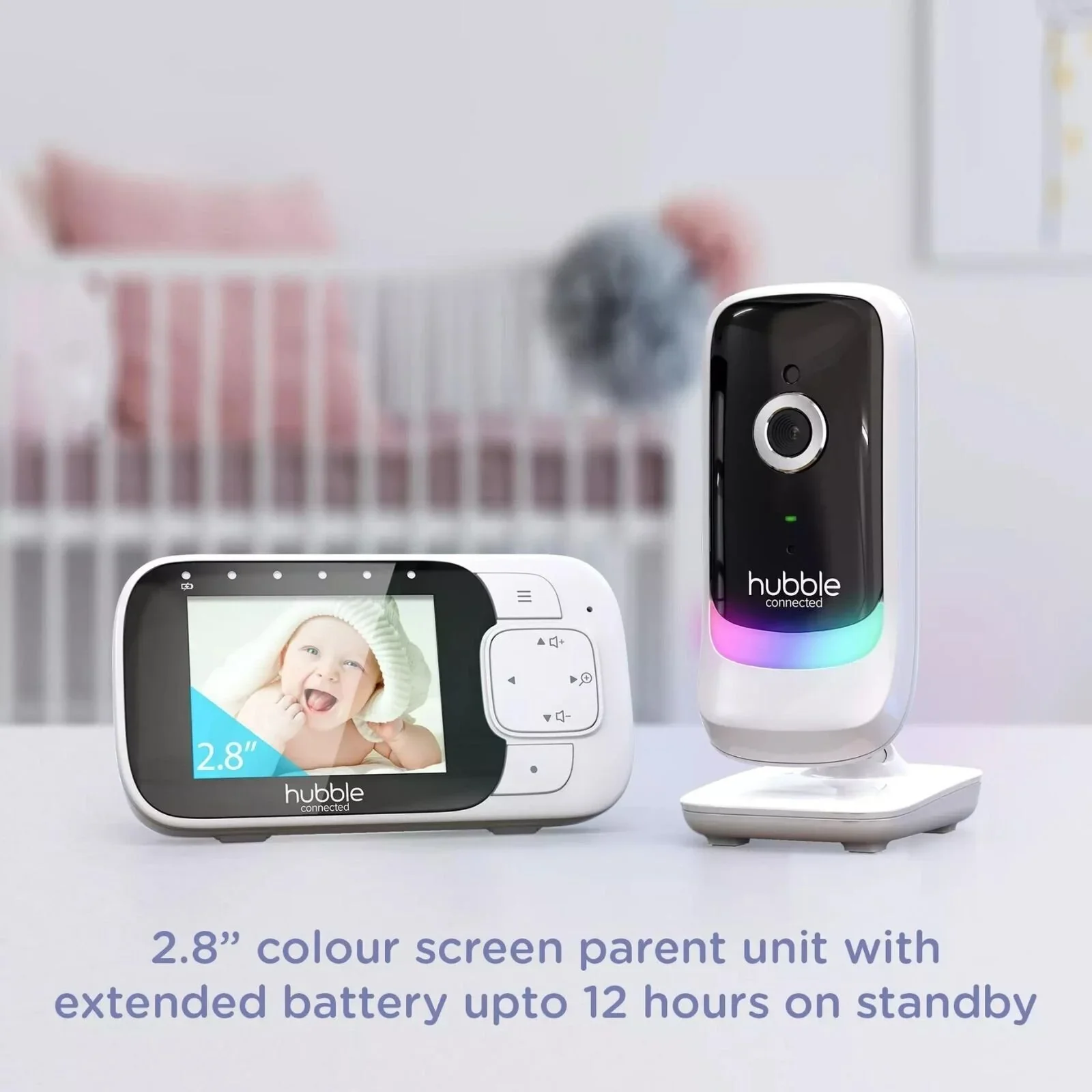 Hubble Nursery View Glow - 2.8" Video Baby Monitor White - Image 3