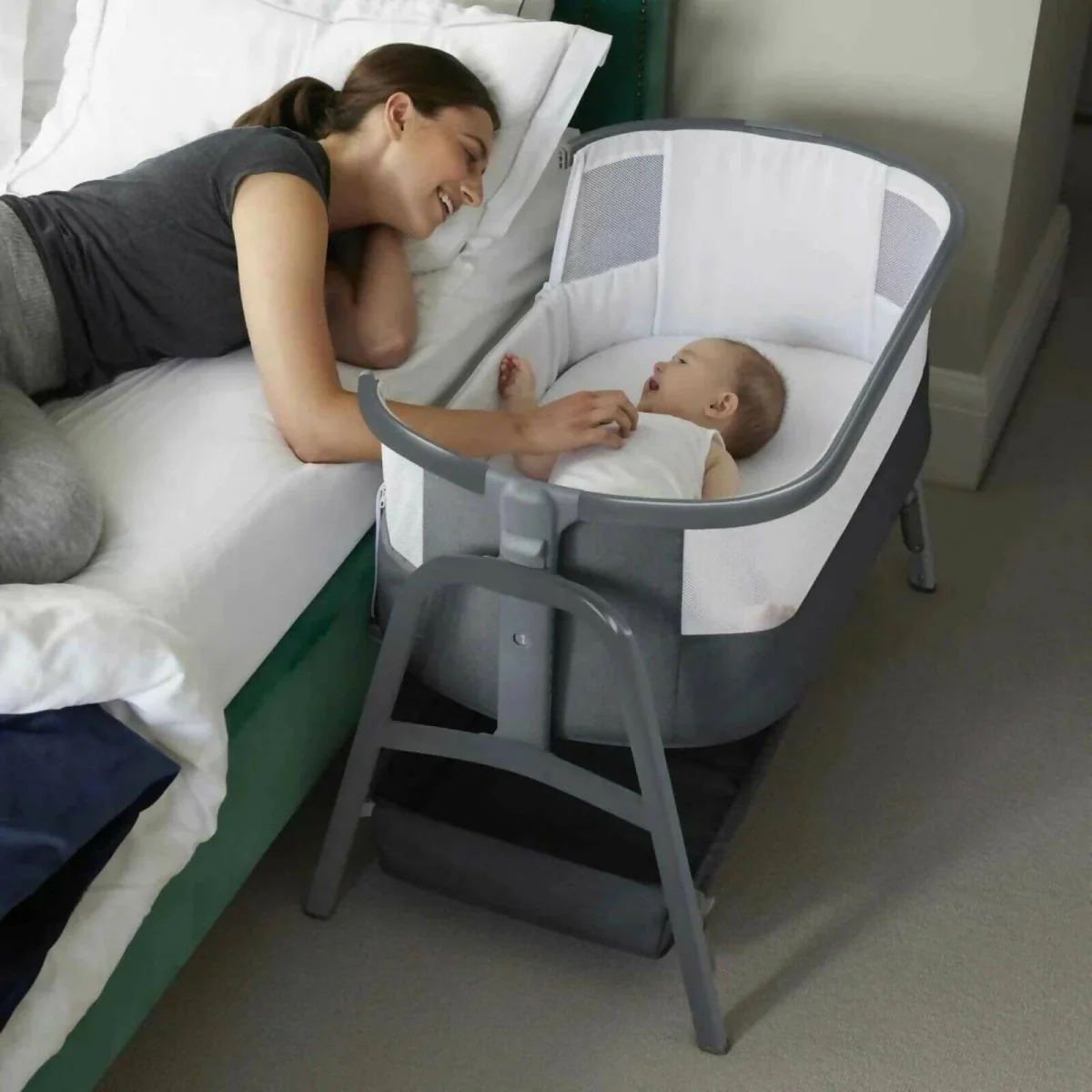 Ickle Bubba Bubba&Me Bedside Crib - Space Grey - Image 6