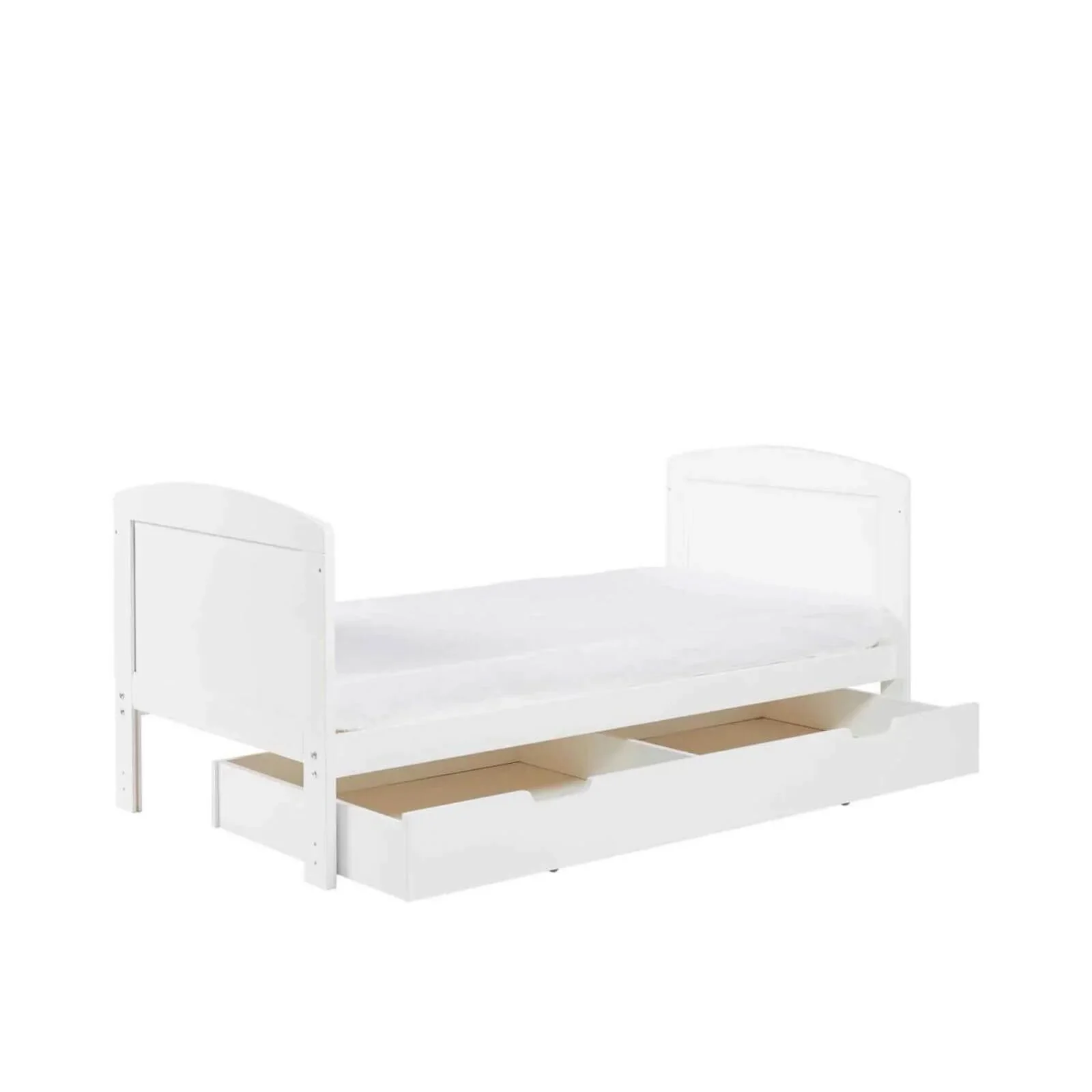 Ickle Bubba Coleby Scandi Cot Bed with Under Drawer Scandi White - Premium Sprung Mattress - Image 5