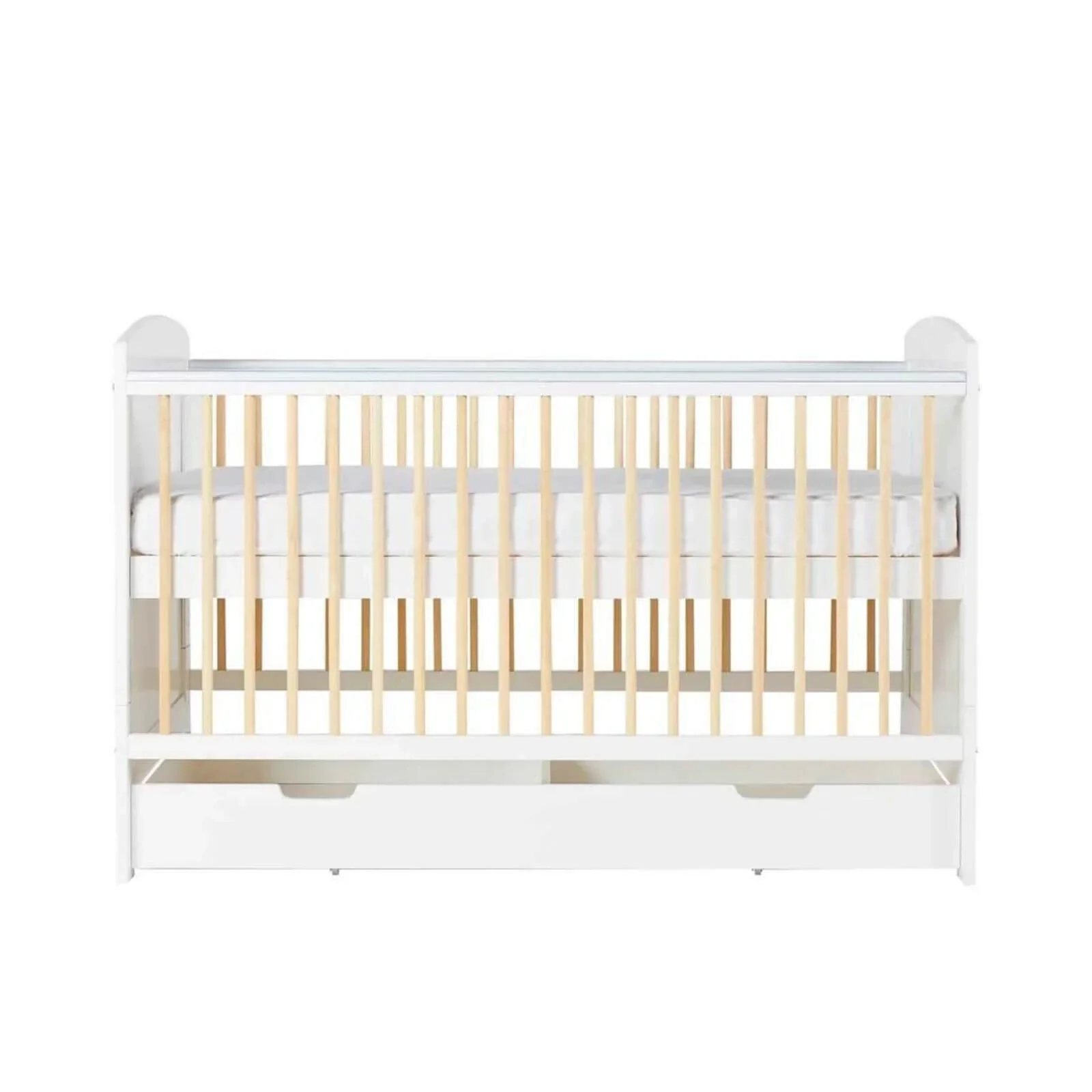 Ickle Bubba Coleby Scandi Cot Bed with Under Drawer Scandi White - Premium Sprung Mattress - Image 9