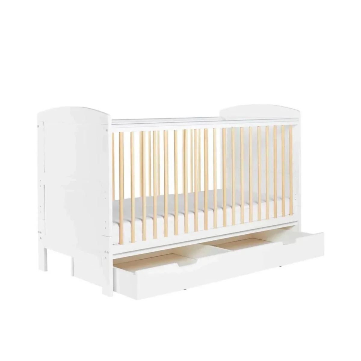 Ickle Bubba Coleby Scandi Cot Bed with Under Drawer Scandi White - Without Mattress - Image 3