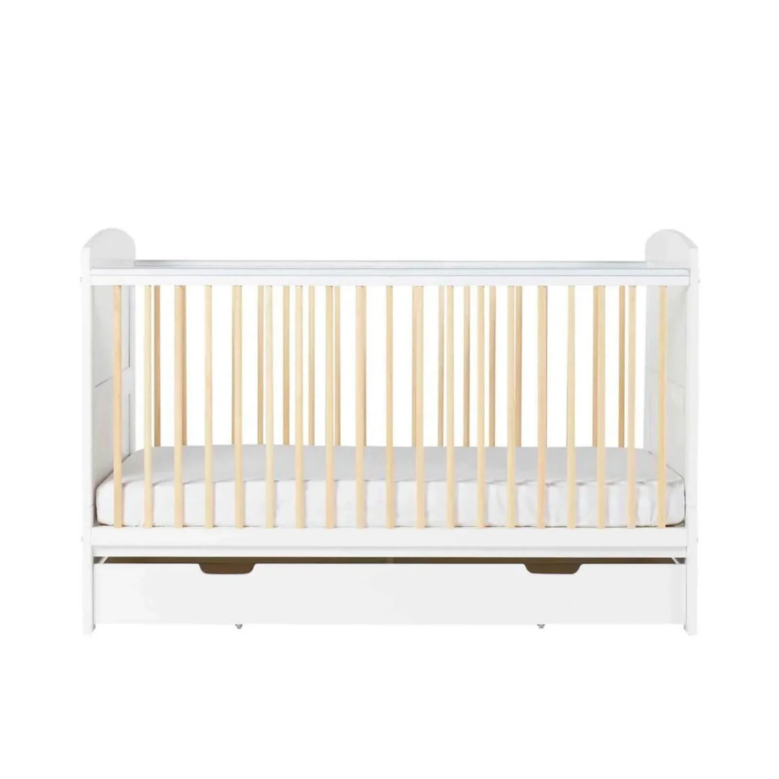 Ickle Bubba Coleby Scandi Cot Bed with Under Drawer Scandi White - Fibre Mattress - Image 6