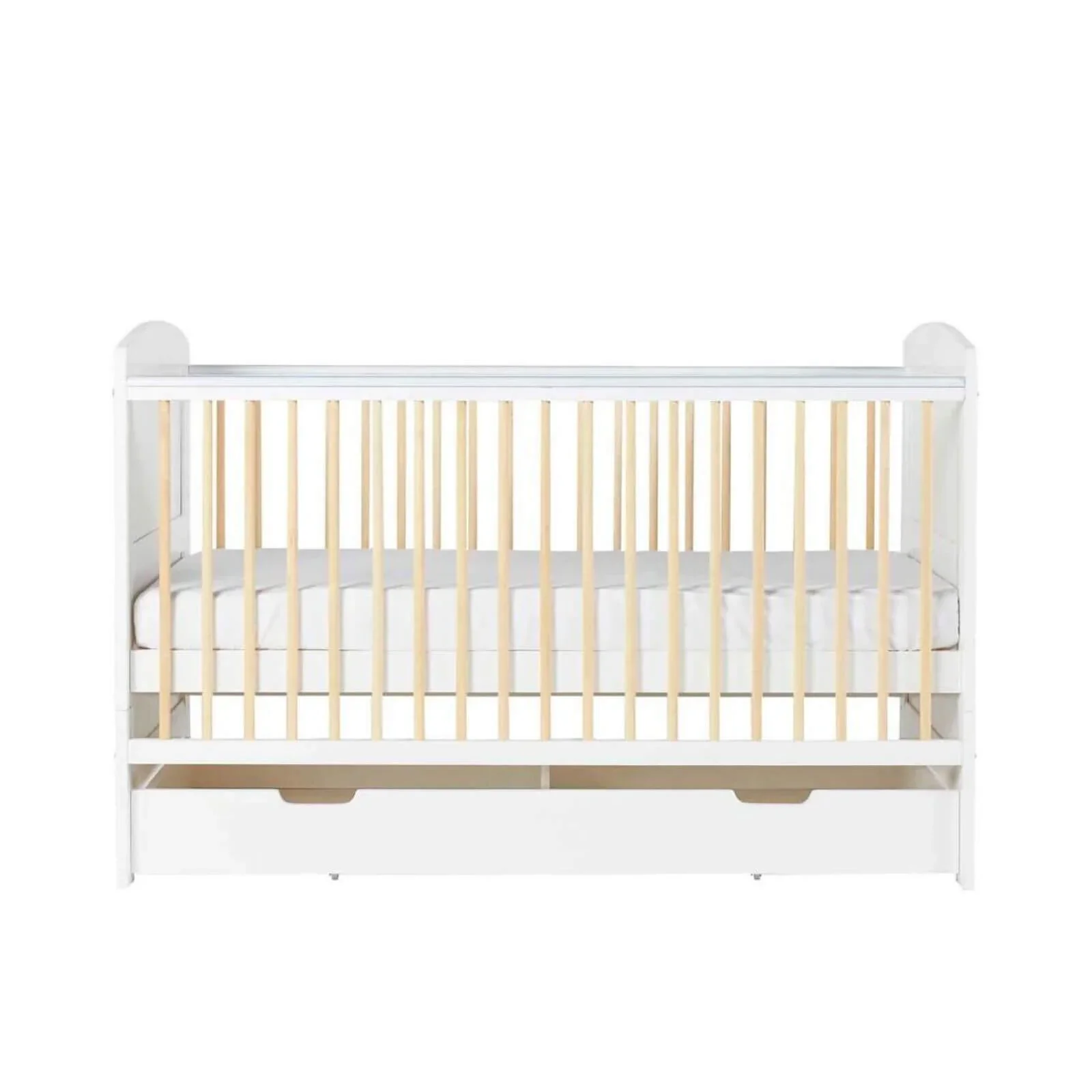 Ickle Bubba Coleby Scandi Cot Bed with Under Drawer Scandi White - Fibre Mattress - Image 8