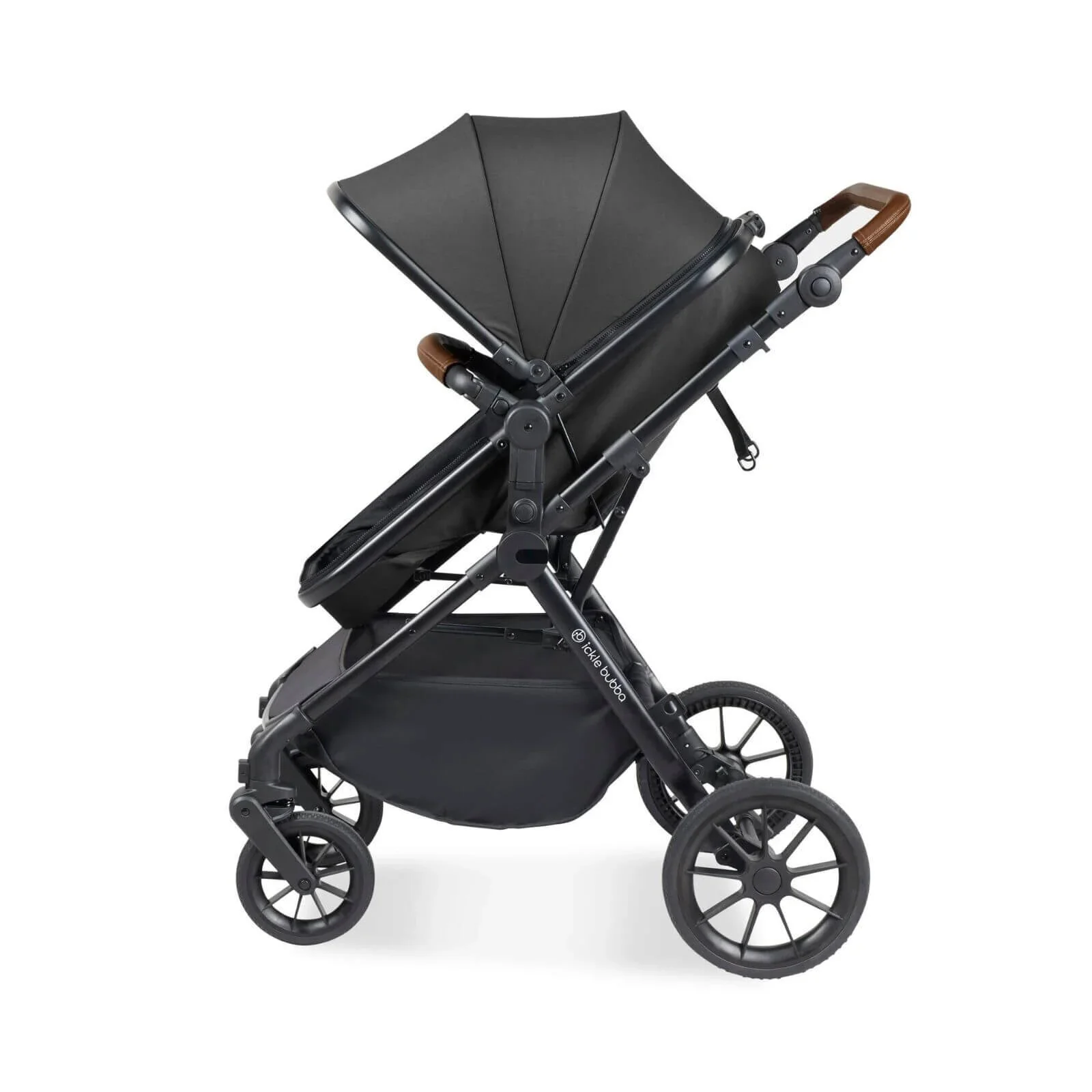 Ickle Bubba Cosmo 2-in-1 Pushchair & Carrycot - Black/Graphite Grey/Tan - Image 6