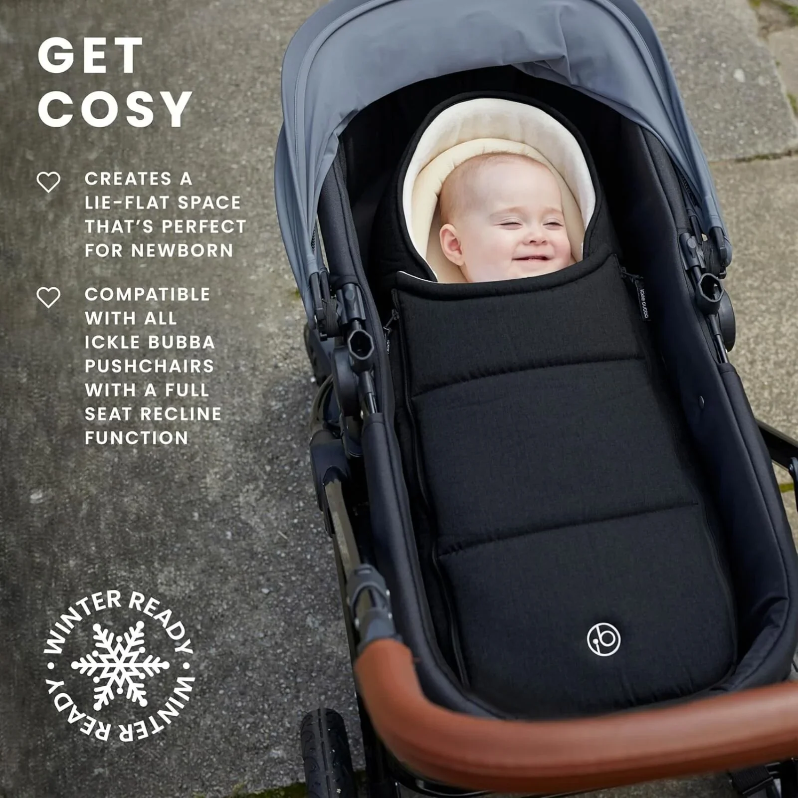 Ickle Bubba Newborn Cocoon - Black - Image 6