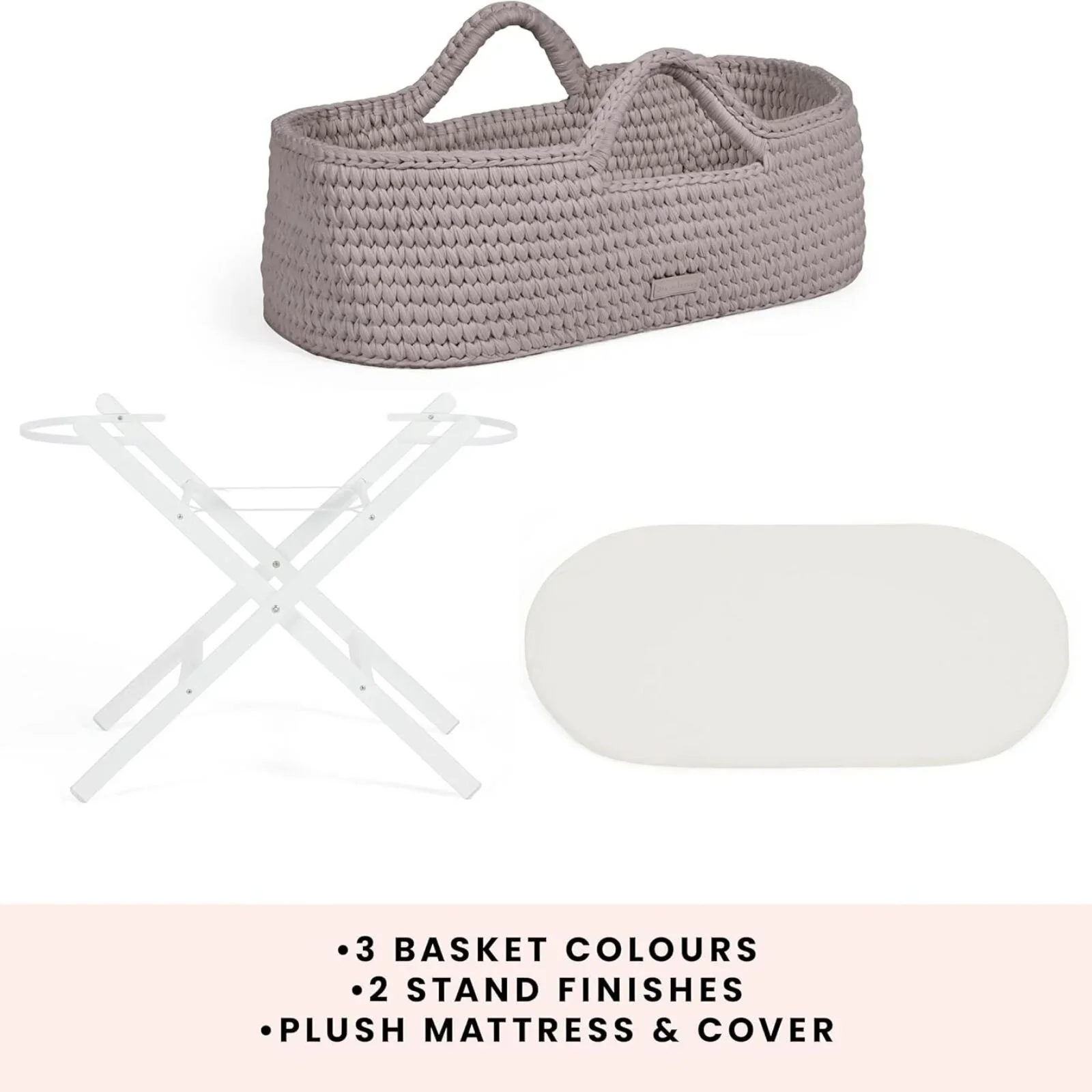 Ickle Bubba Nova Moses Basket & Stand - Tawny & White - Image 9