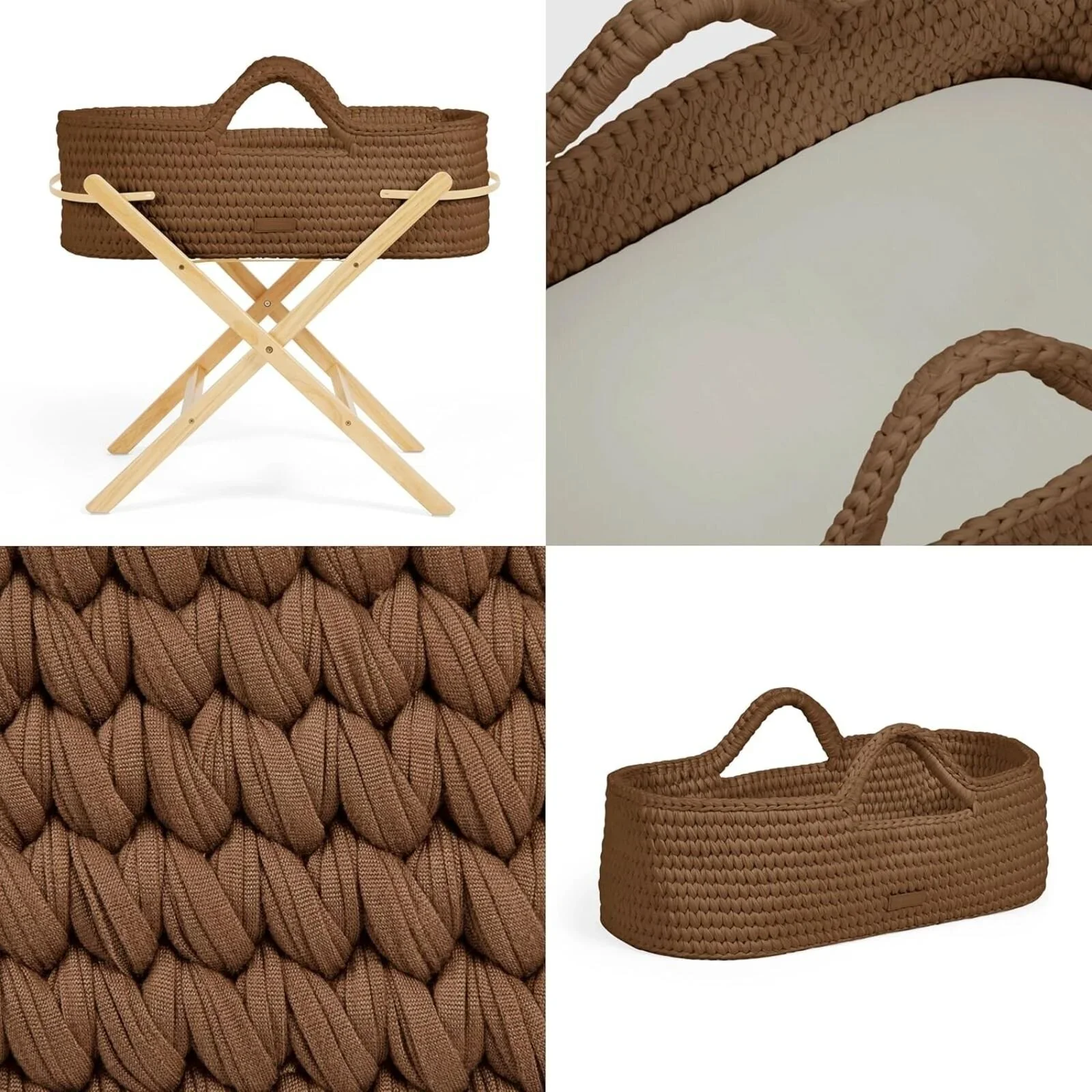 Ickle Bubba Nova Moses Basket & Stand - Mocha & Pine - Image 9
