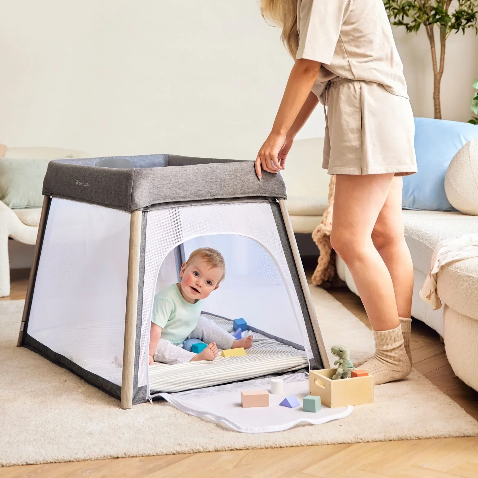 Ickle Bubba Scout 2-in-1 Travel Cot & Playpen - Ash Grey - Image 6
