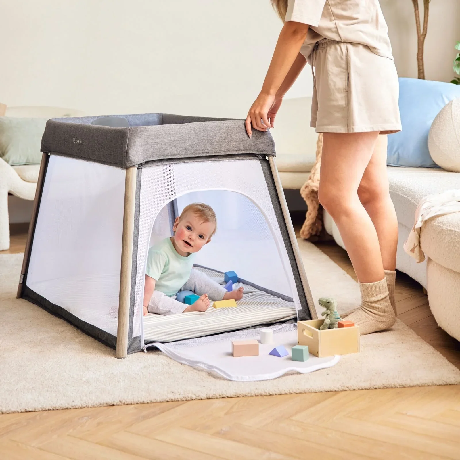 Ickle Bubba Scout 3-in-1 Travel Crib Cot & Playpen - Ash Grey - Image 7