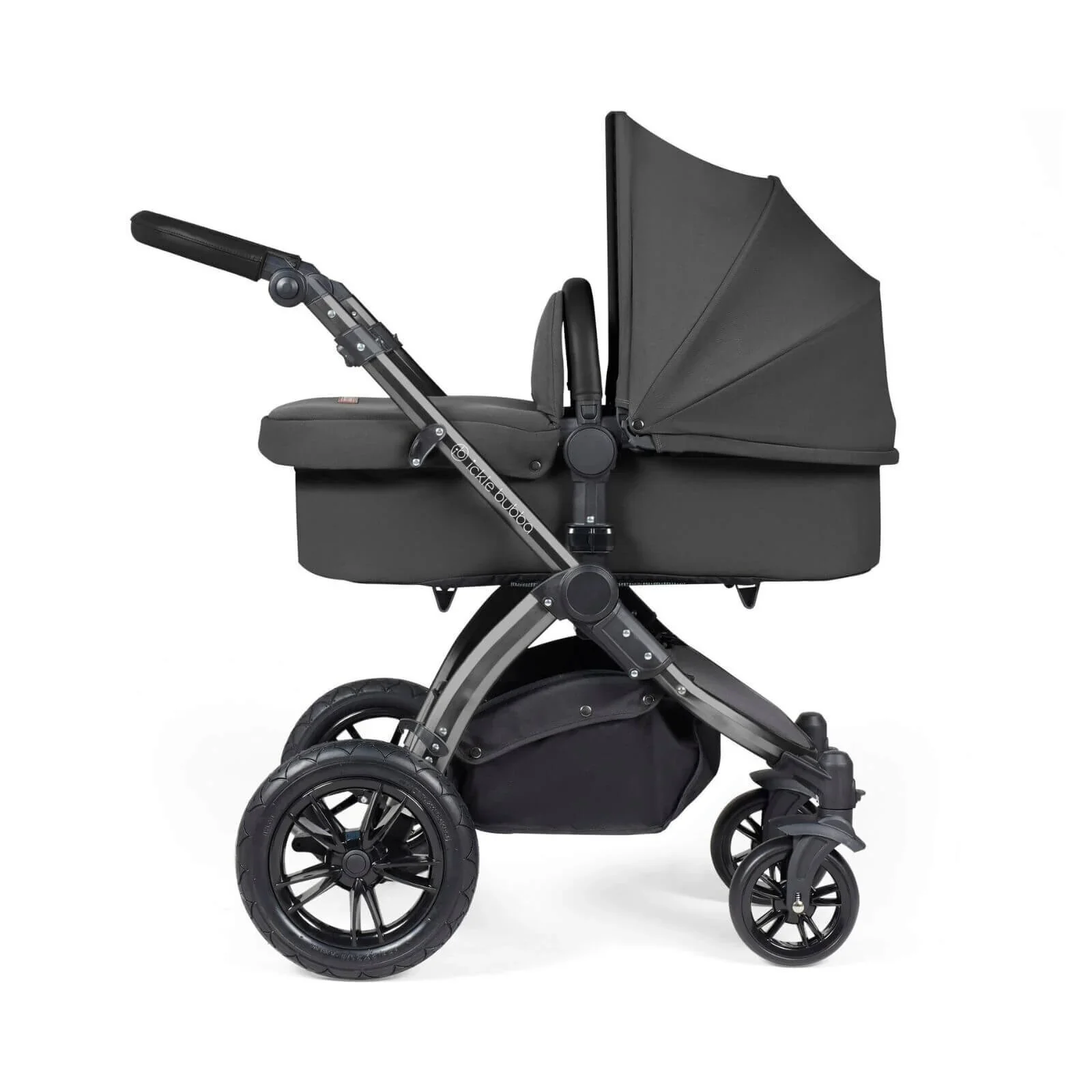 Ickle Bubba Stomp Luxe 2-in-1 Pushchair & Carrycot - Black/Charcoal Grey/Black - Image 3