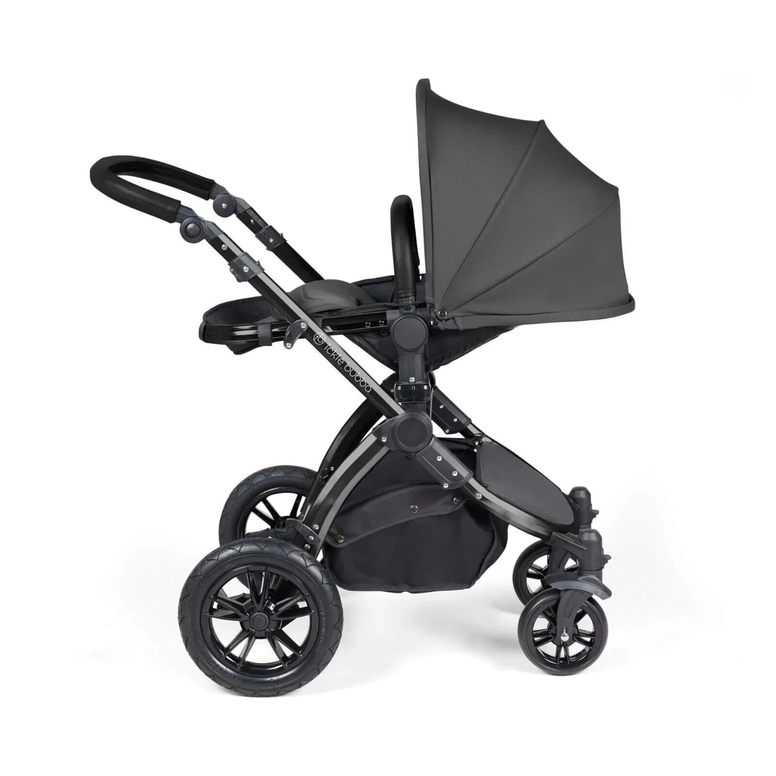 Ickle Bubba Stomp Luxe 2-in-1 Pushchair & Carrycot - Black/Charcoal Grey/Black - Image 8