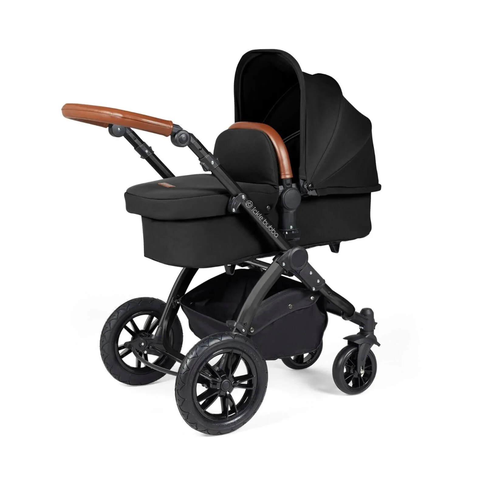 Ickle Bubba Stomp Luxe 2-in-1 Pushchair & Carrycot - Black/Midnight/Tan - Image 2