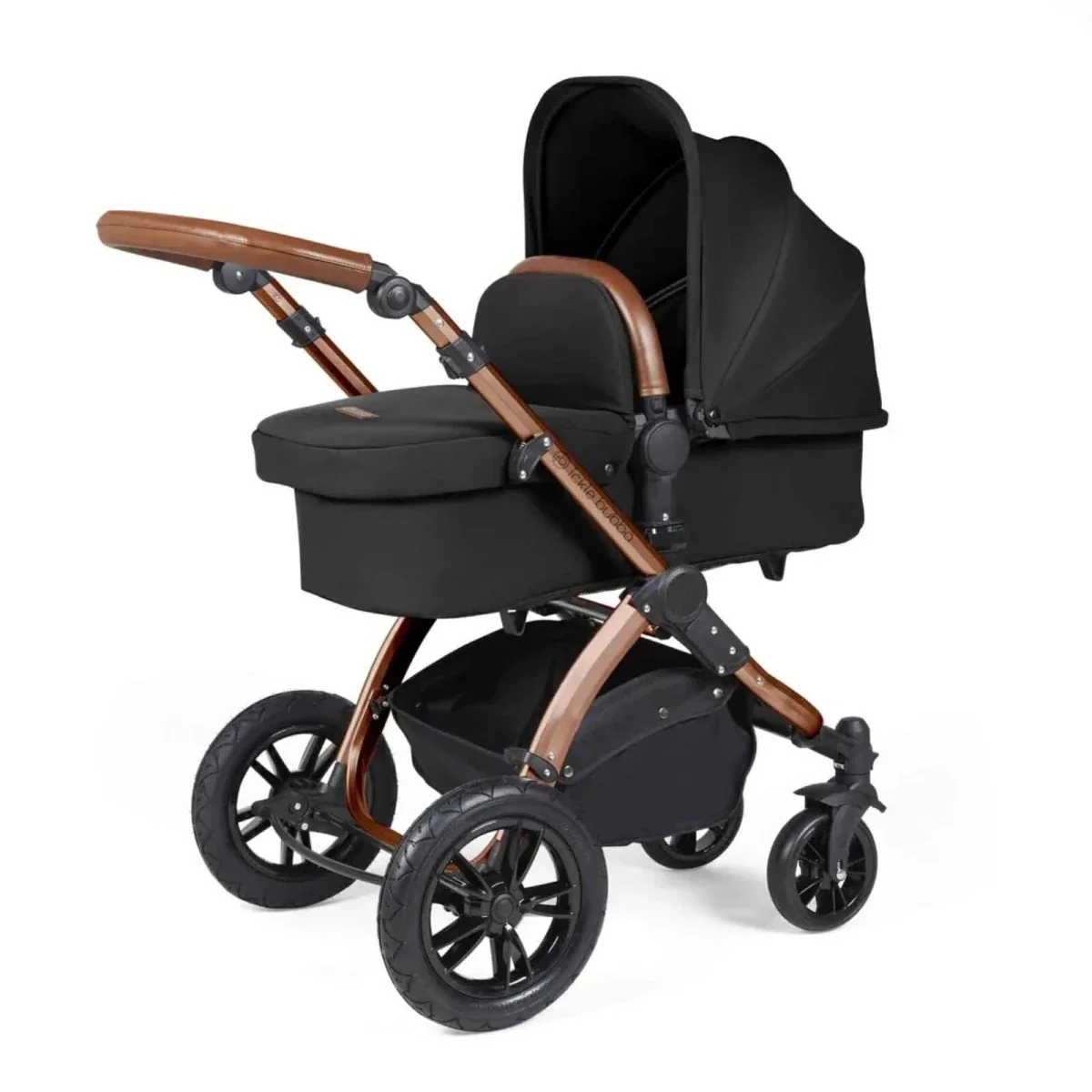 Ickle Bubba Stomp Luxe Travel System with i-Size Cirrus Car Seat & ISOFIX Base 12 pcs - Bronze & Midnight & Tan - Image 5