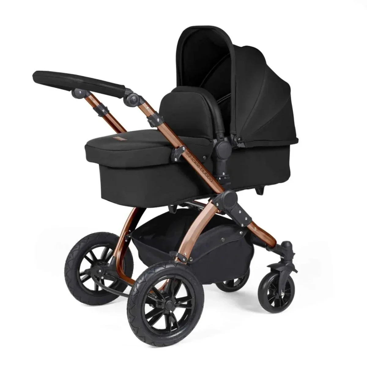 Ickle Bubba Stomp Luxe Travel System with i-Size Cirrus Car Seat & ISOFIX Base 12 pcs - Bronze & Midnight & Black - Image 5