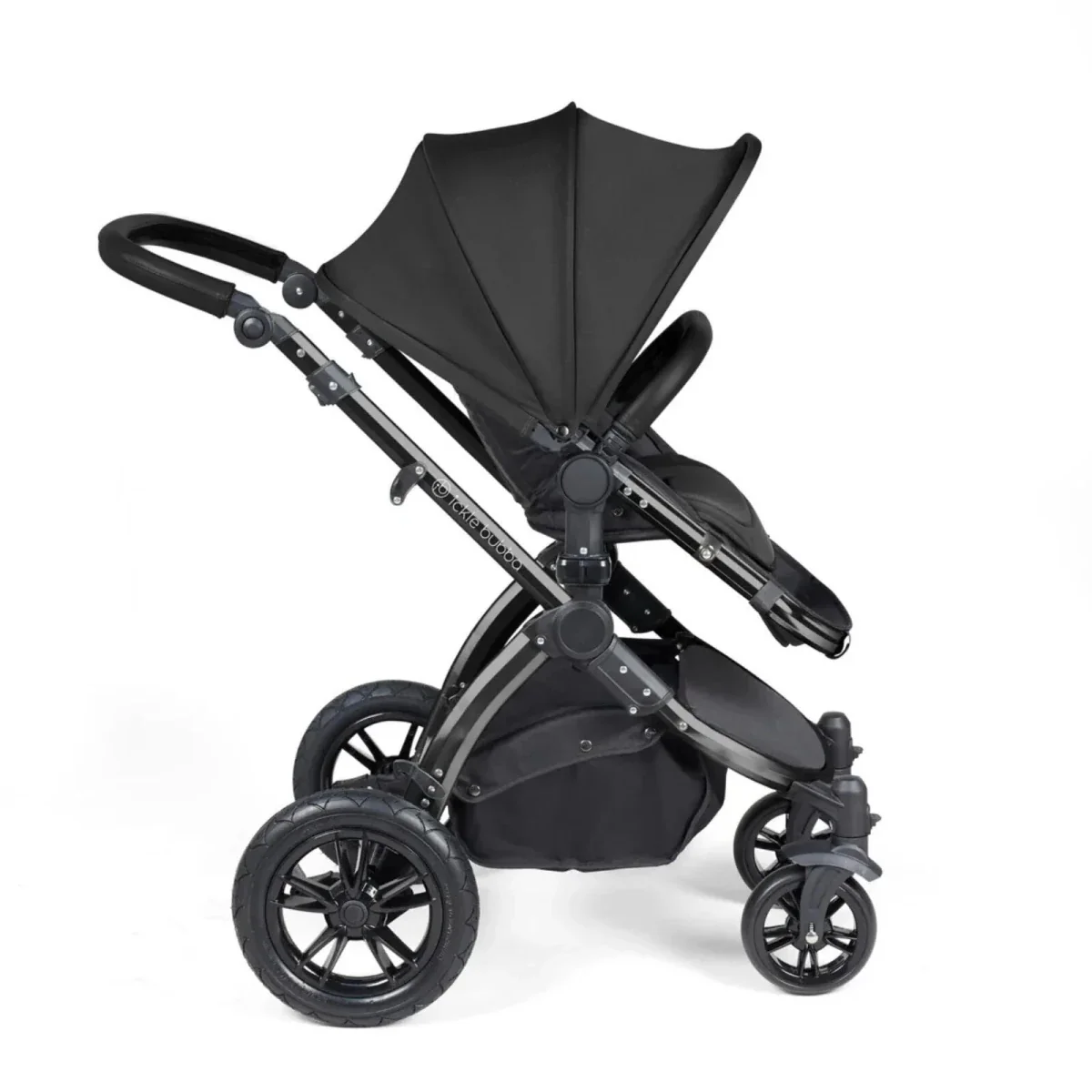 Ickle Bubba Stomp Luxe Travel System with i-Size Stratus Car Seat & ISOFIX Base 12 pcs - Black & Midnight & Black - Image 3