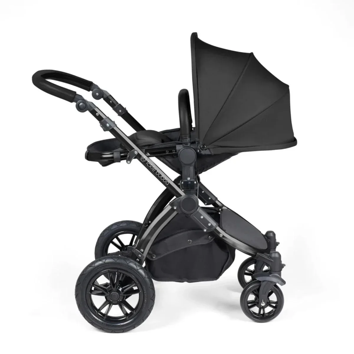 Ickle Bubba Stomp Luxe Travel System with i-Size Stratus Car Seat & ISOFIX Base 12 pcs - Black & Midnight & Black - Image 4