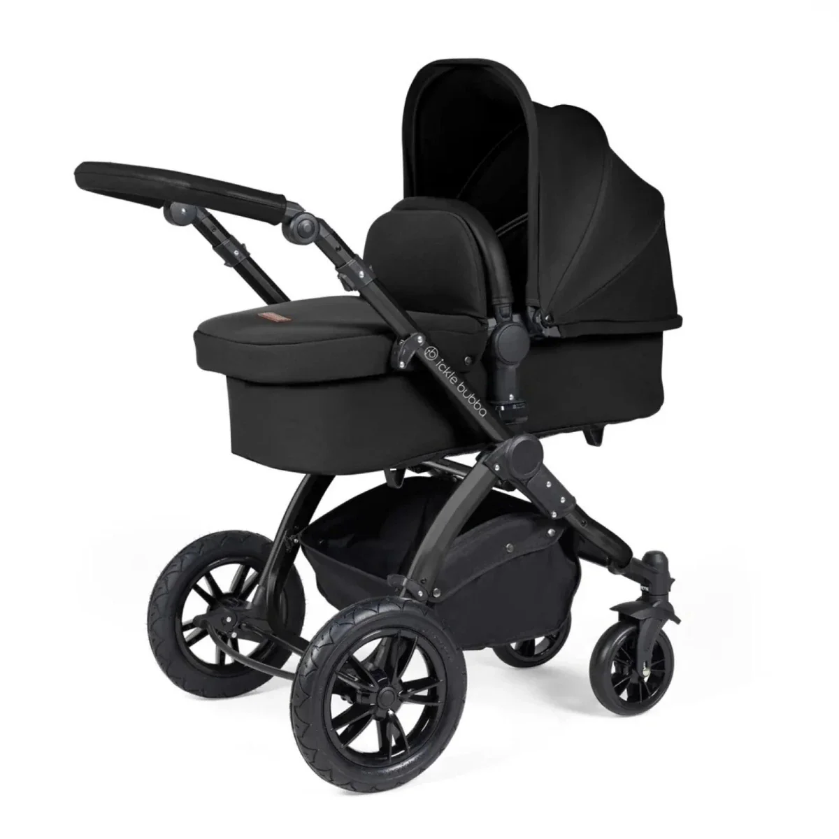 Ickle Bubba Stomp Luxe Travel System with i-Size Stratus Car Seat & ISOFIX Base 12 pcs - Black & Midnight & Black - Image 5