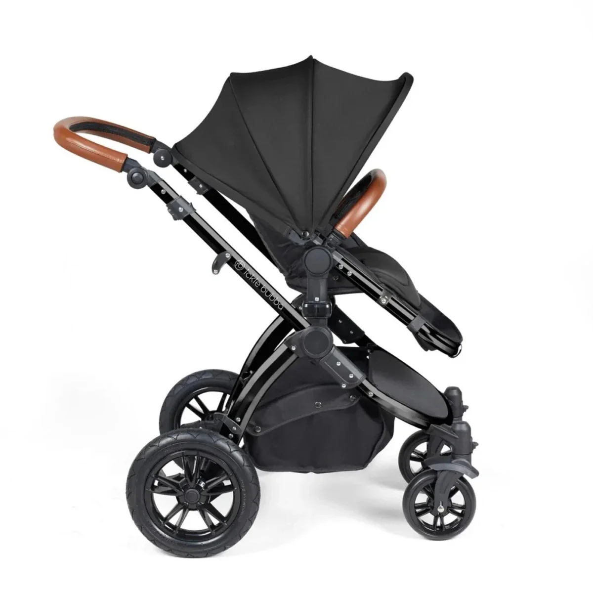 Ickle Bubba Stomp Luxe Travel System with i-Size Stratus Car Seat & ISOFIX Base 12 pcs - Black & Midnight & Tan - Image 3