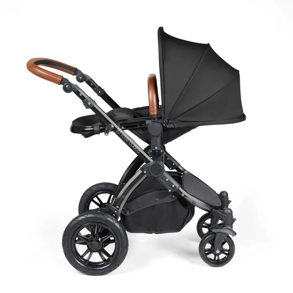Ickle Bubba Stomp Luxe Travel System with i-Size Stratus Car Seat & ISOFIX Base 12 pcs - Black & Midnight & Tan - Image 4