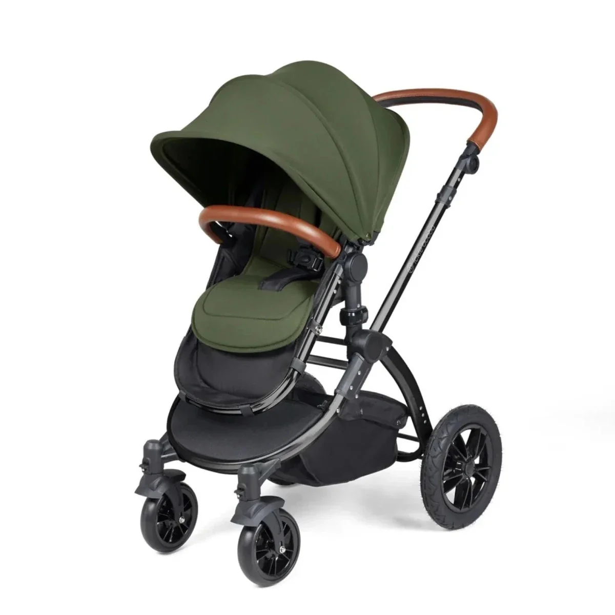 Ickle Bubba Stomp Luxe Travel System with i-Size Stratus Car Seat & ISOFIX Base 12 pcs - Black & Woodland & Tan - Image 2