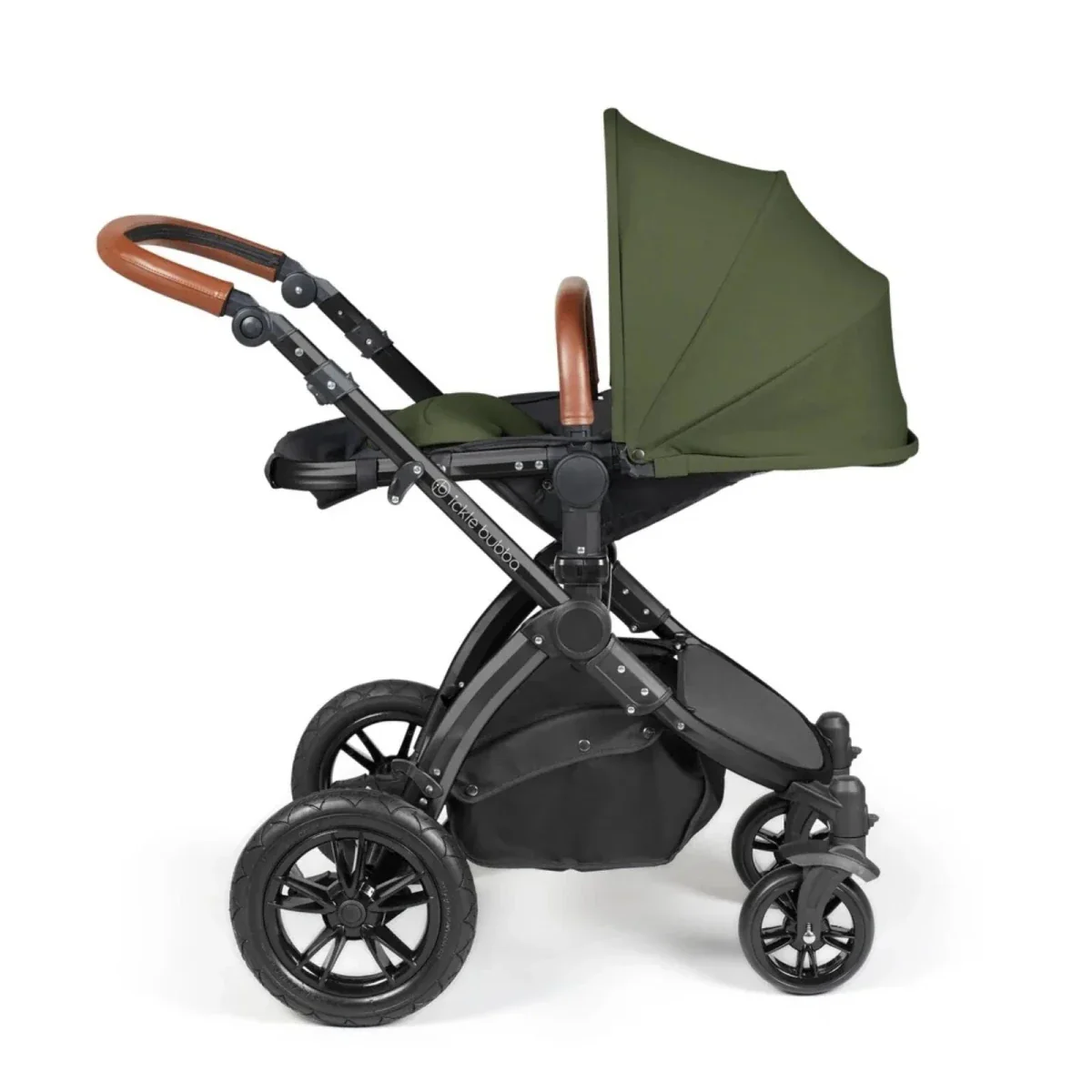 Ickle Bubba Stomp Luxe Travel System with i-Size Stratus Car Seat & ISOFIX Base 12 pcs - Black & Woodland & Tan - Image 4