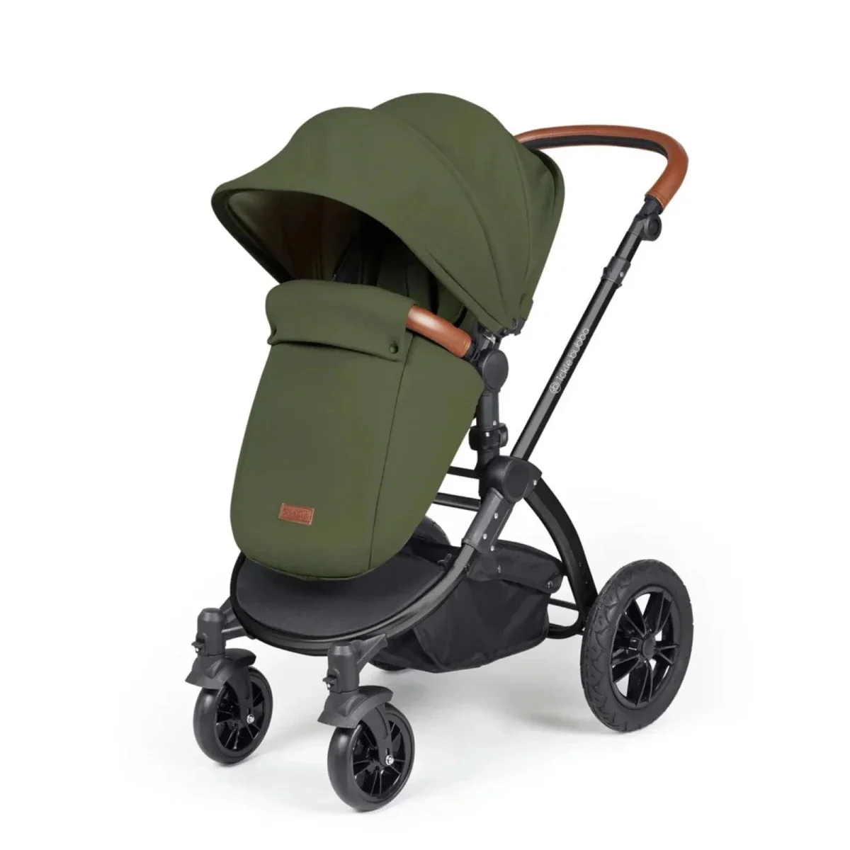 Ickle Bubba Stomp Luxe Travel System with i-Size Stratus Car Seat & ISOFIX Base 12 pcs - Black & Woodland & Tan - Image 7