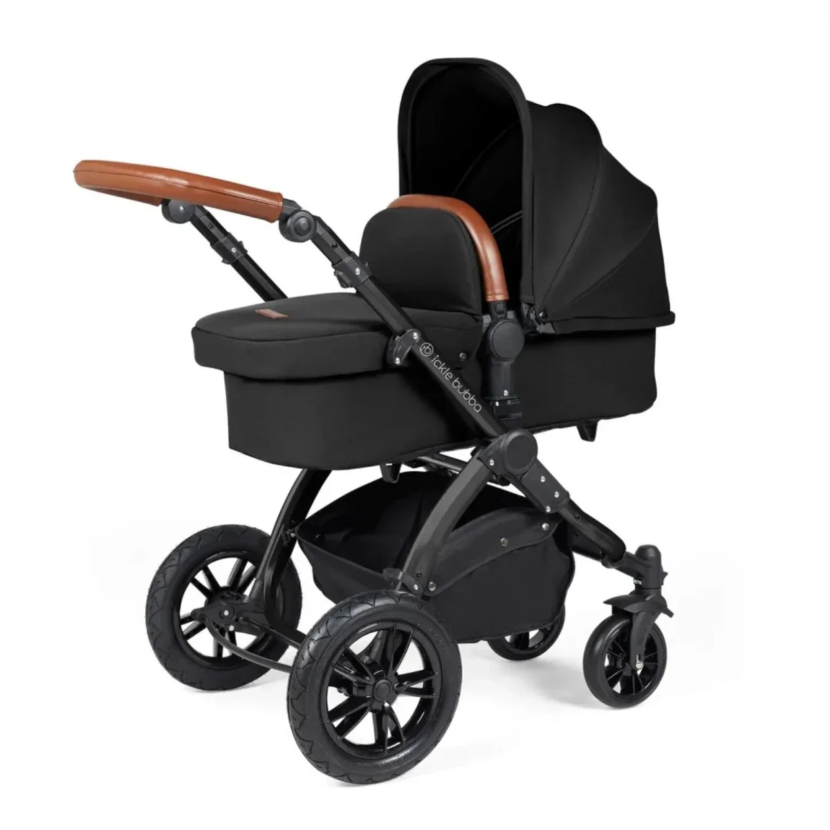 Ickle Bubba Stomp Luxe Travel System with i-Size Stratus Car Seat & ISOFIX Base 12 pcs - Black & Midnight & Tan - Image 5