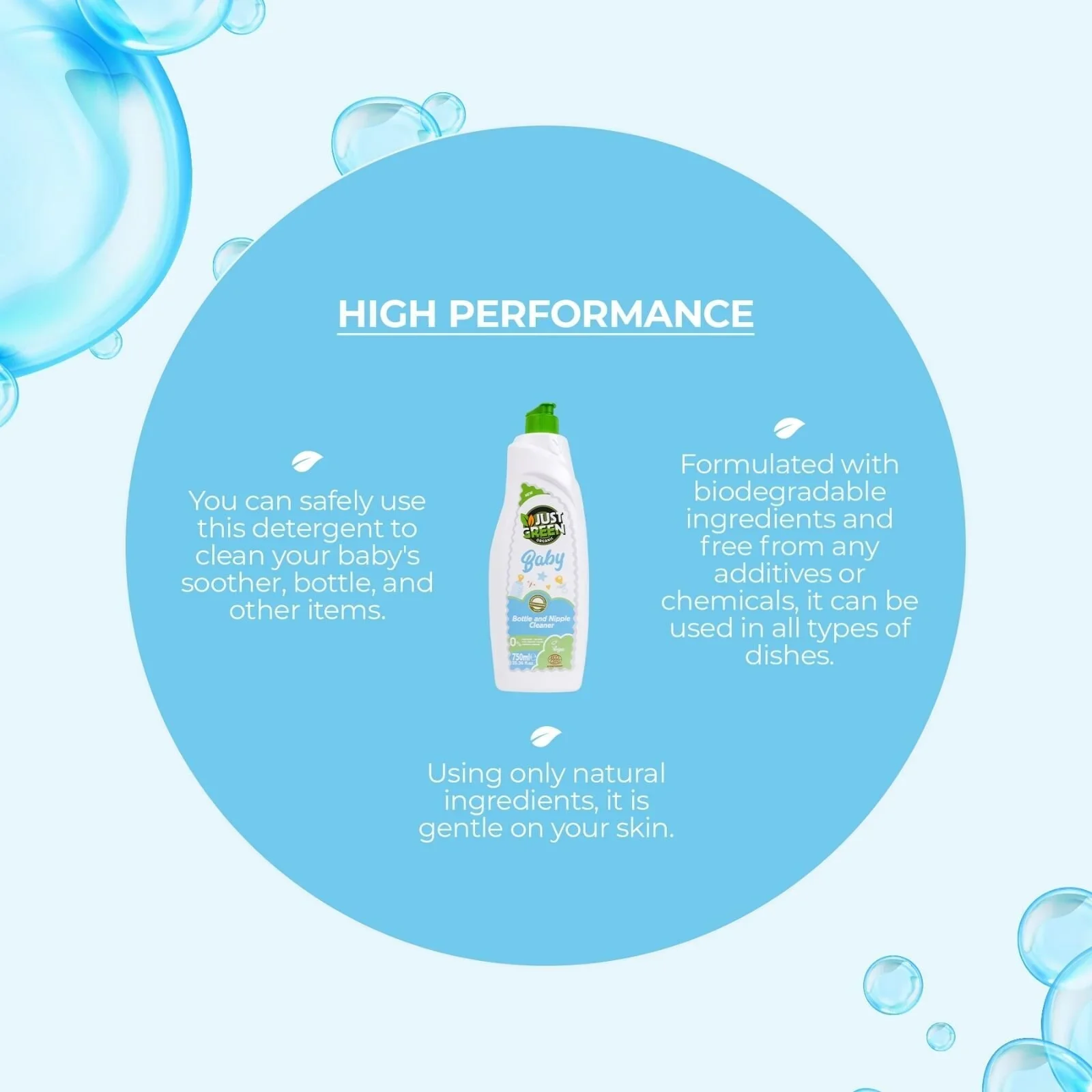 Just Green Organic Baby Bottle & Nipple Cleaner 750ml - Image 4