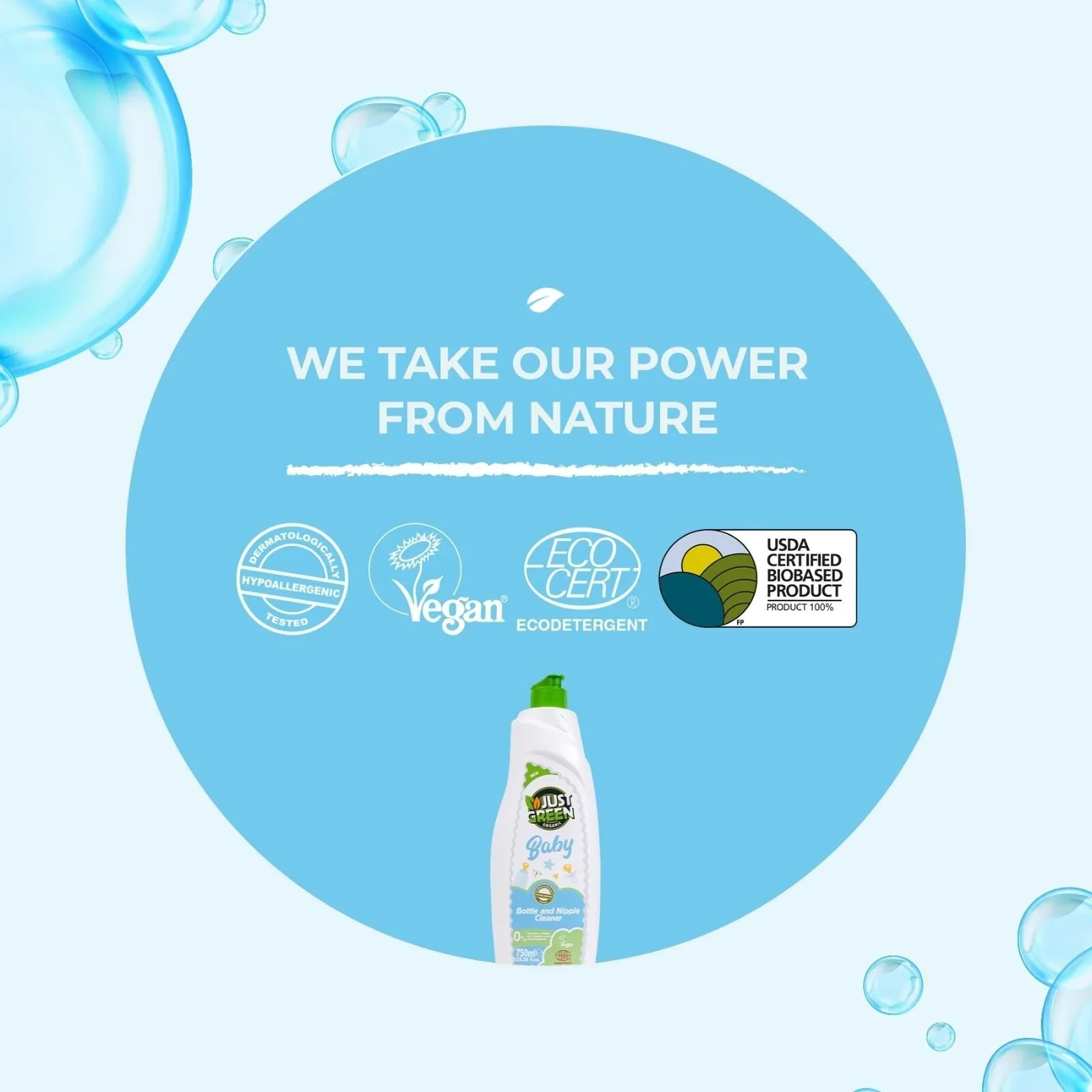 Just Green Organic Baby Bottle & Nipple Cleaner 750ml - Image 5