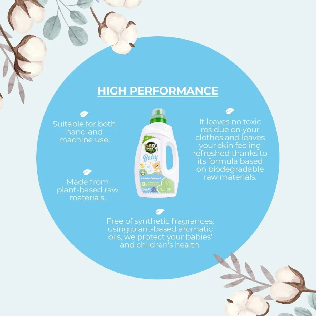 Just Green Organic Baby Laundry Liquid 1500ml - Image 4