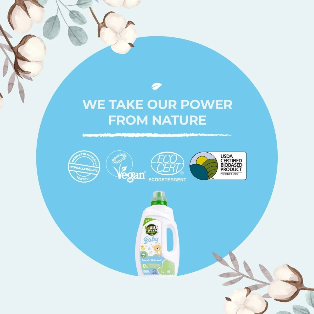 Just Green Organic Baby Laundry Liquid 1500ml - Image 5