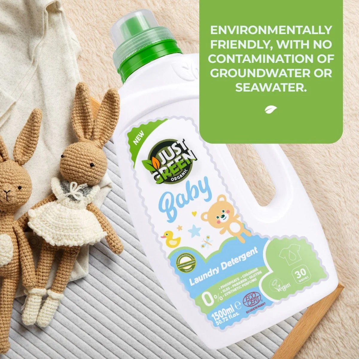 Just Green Organic Baby Laundry Liquid 1500ml - Image 6