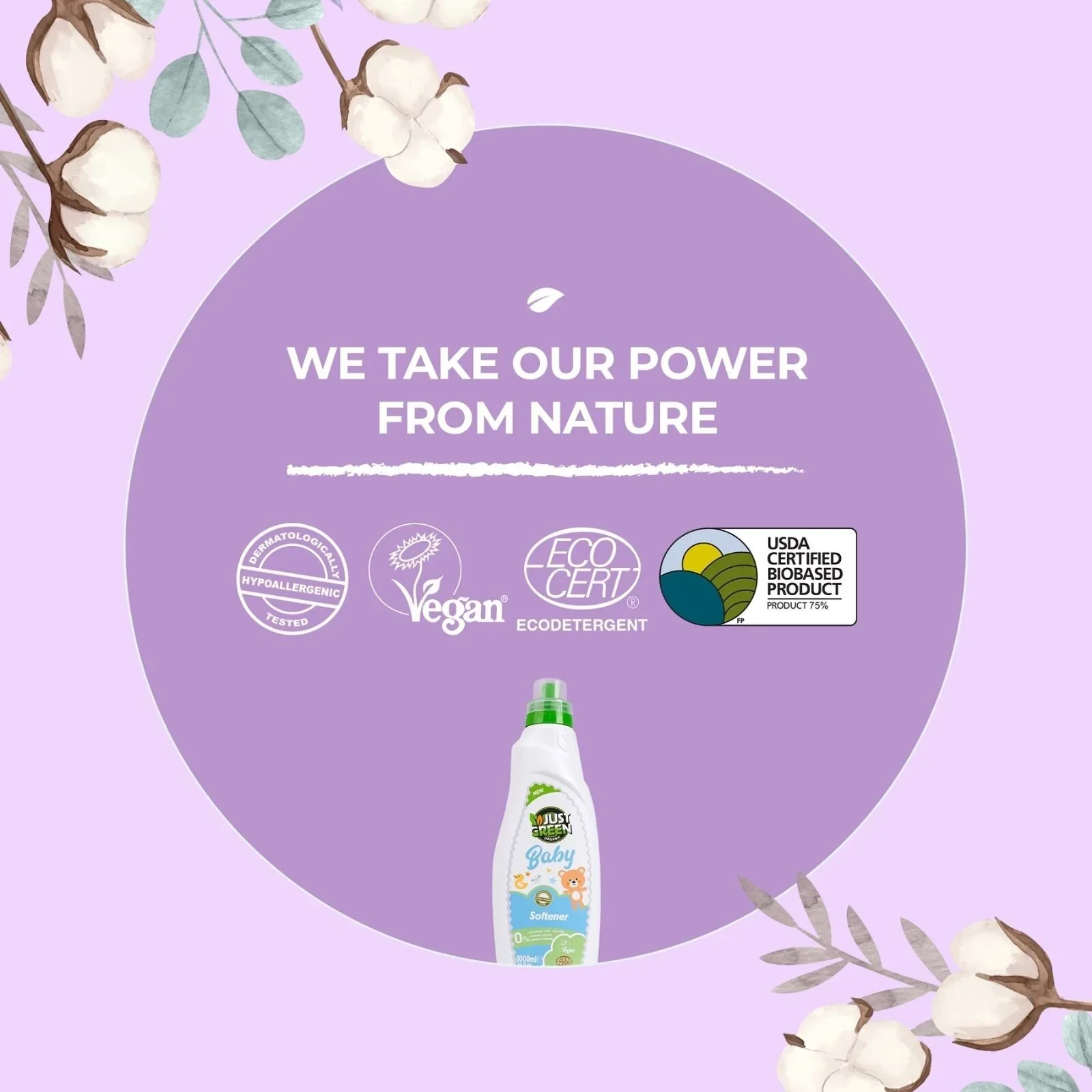 Just Green Organic Baby Laundry Softener 1000ml - Image 5