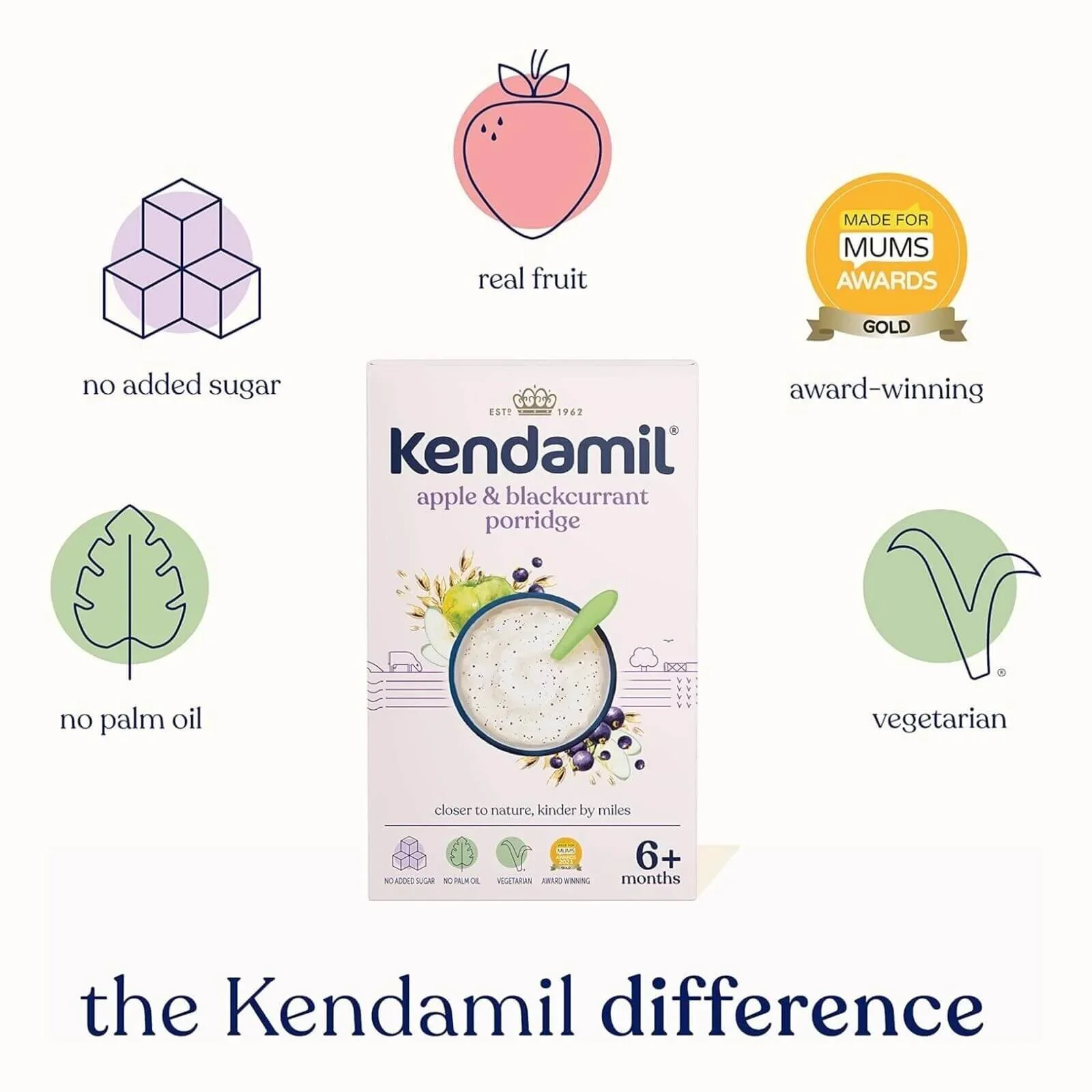 Kendamil Apple & Blackcurrant Porridge 6+ months 150g - Image 2