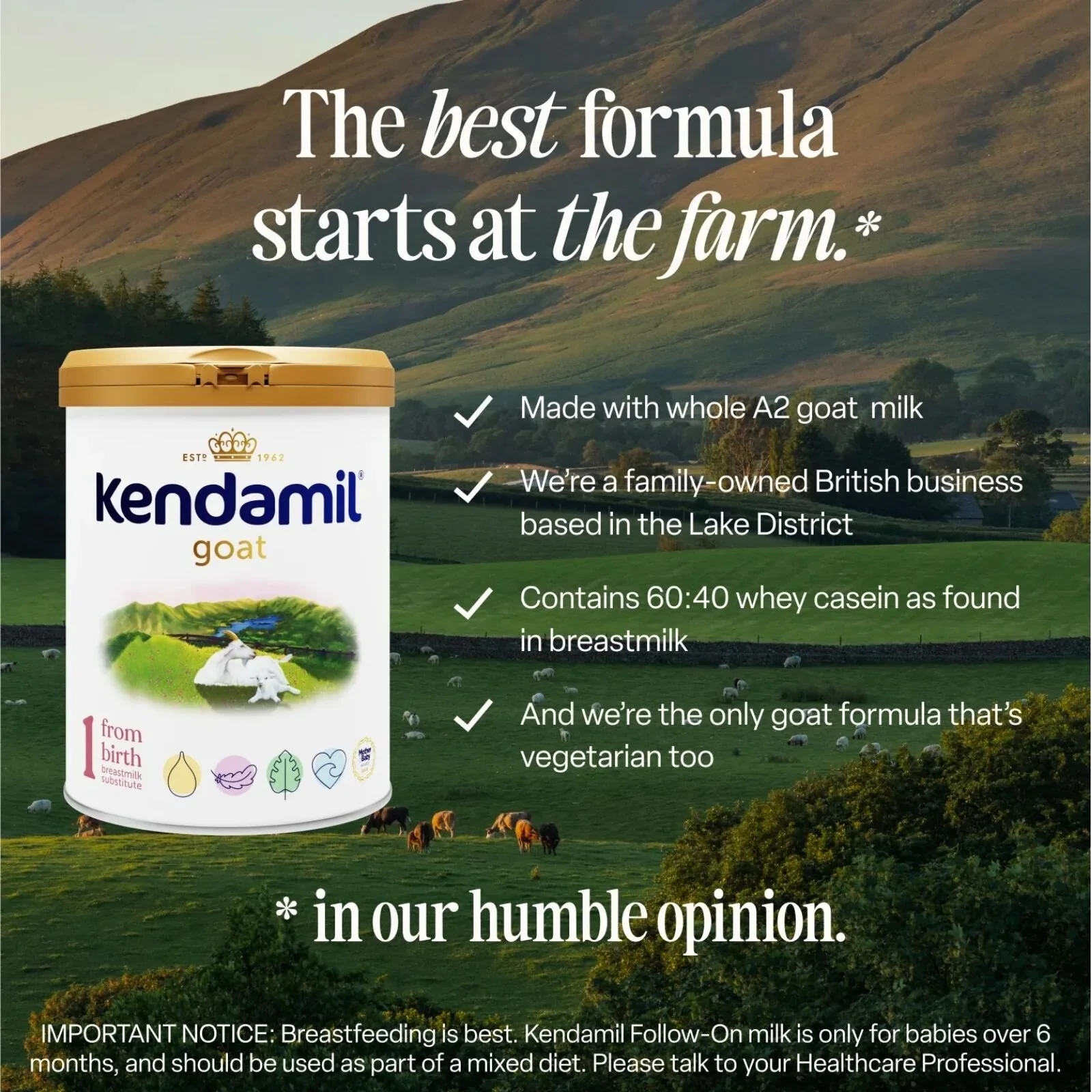 Kendamil Stage 1 Goat First Infant Milk From Birth 800g - Image 3