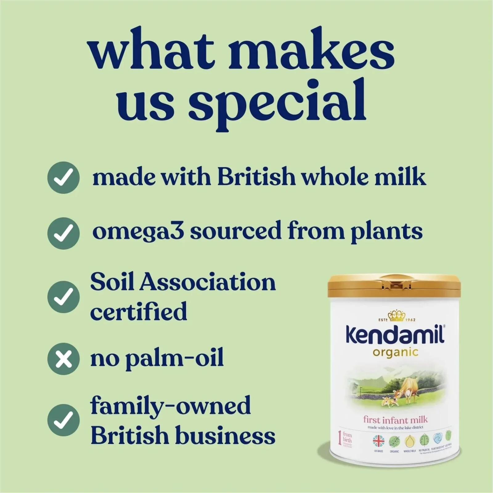 Kendamil Stage 1 Organic First Infant Milk Formula from Birth 800g - Image 2