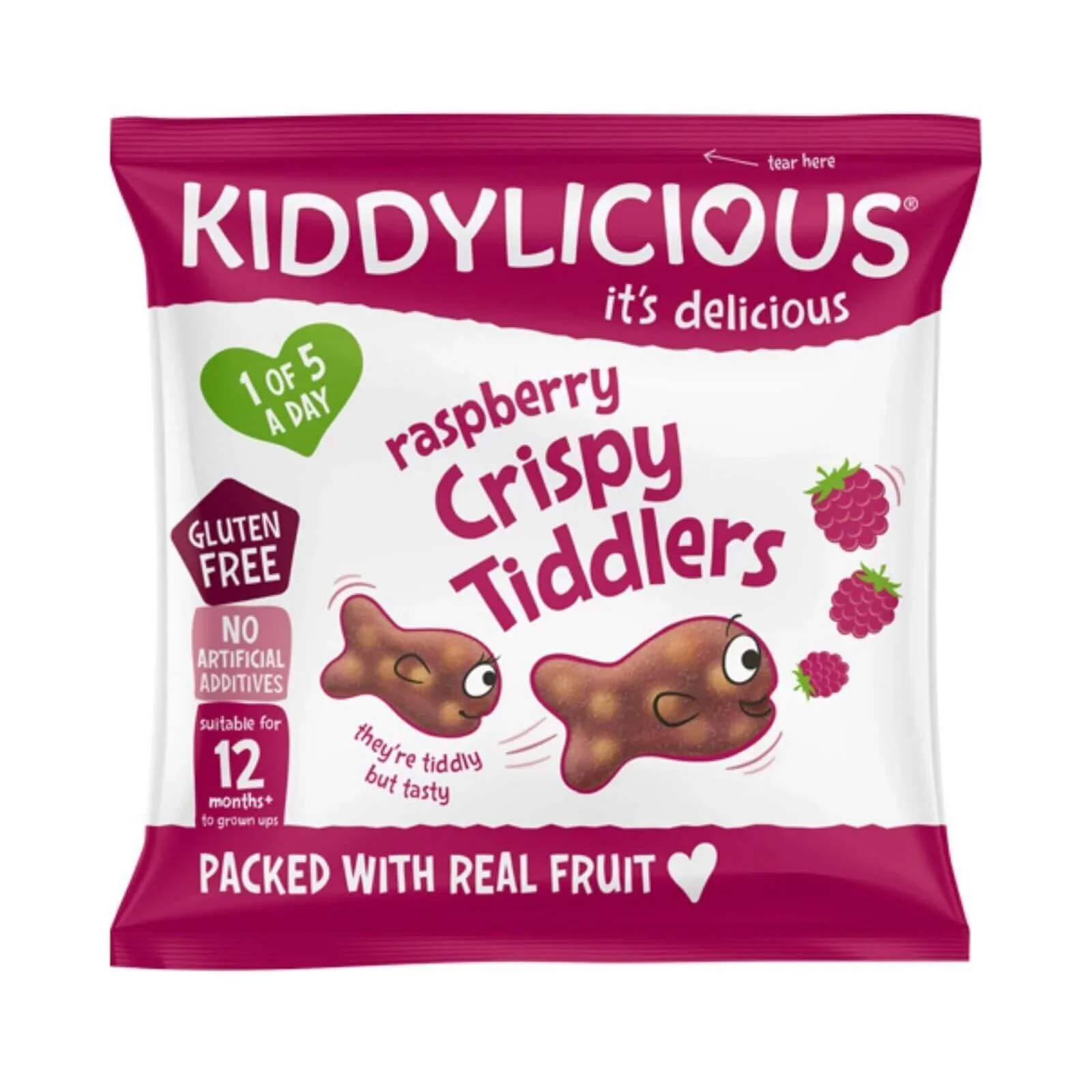 Kiddylicious Raspberry Crispy Tiddlers Multi 12+ months 48g (4x12g) - Image 2