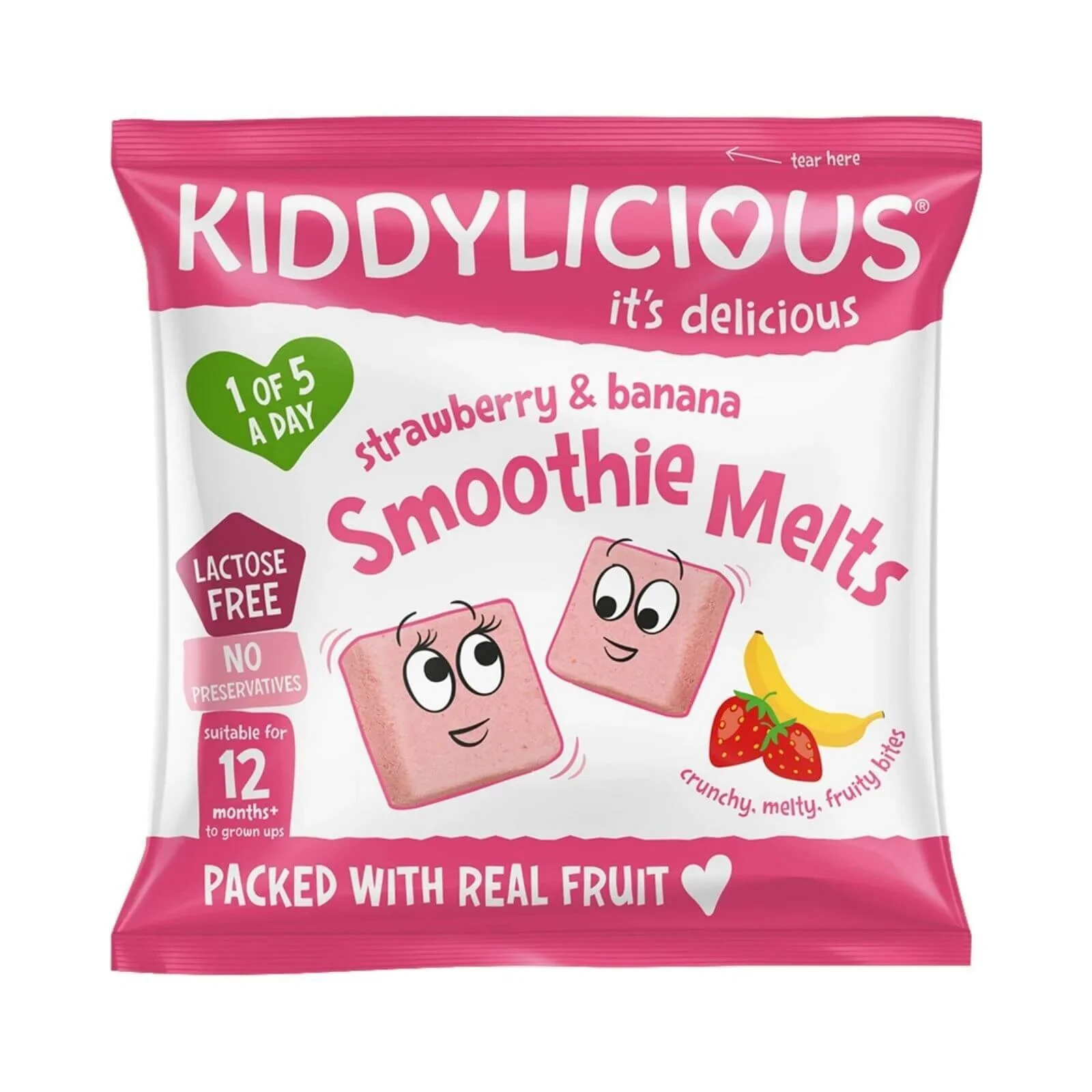 Kiddylicious Strawberry & Banana Smoothie Melts Multi 12+ months 24g (4x6g) - Image 2