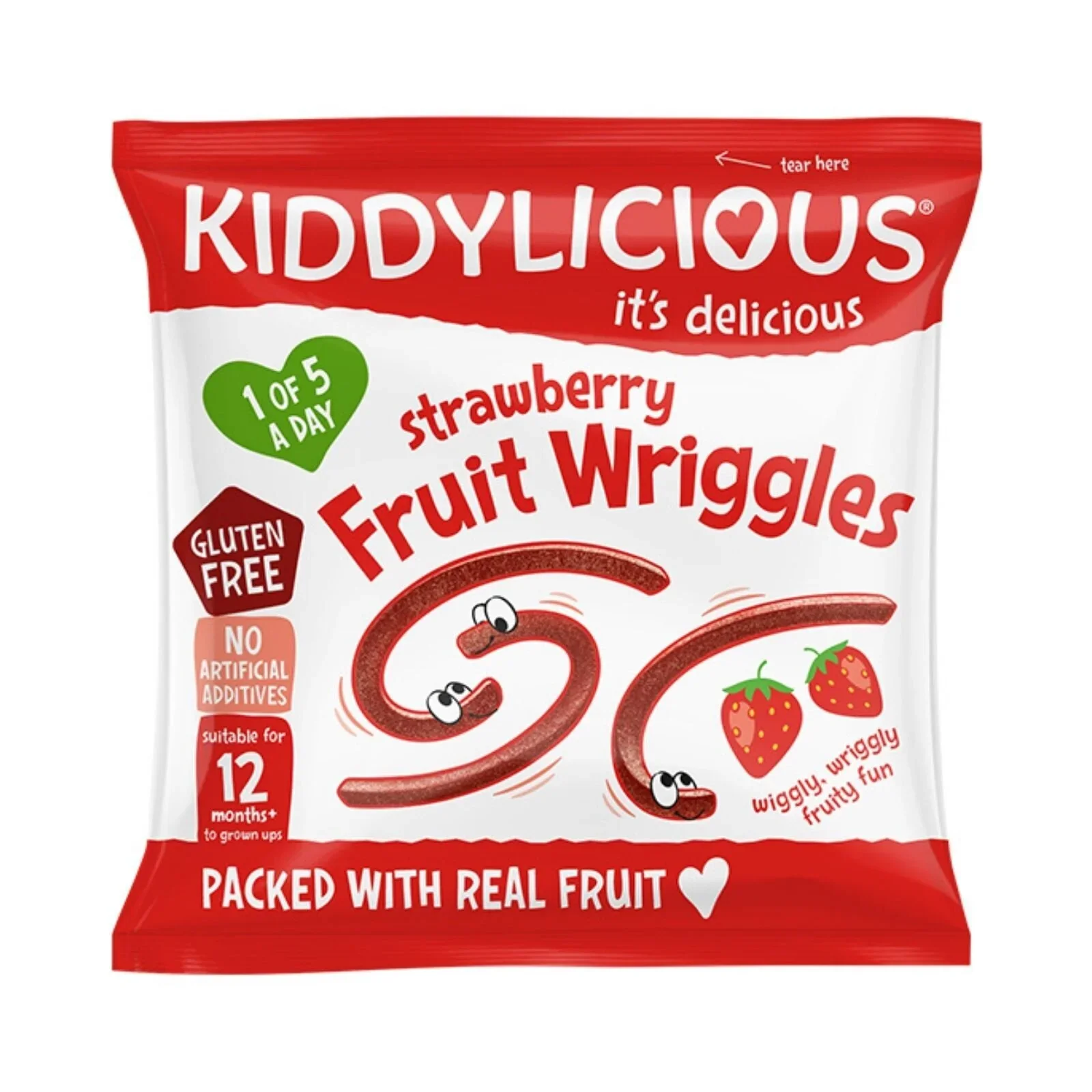 Kiddylicious Strawberry Fruit Wriggles Multi 12+ months 48g (4x12g) - Image 2