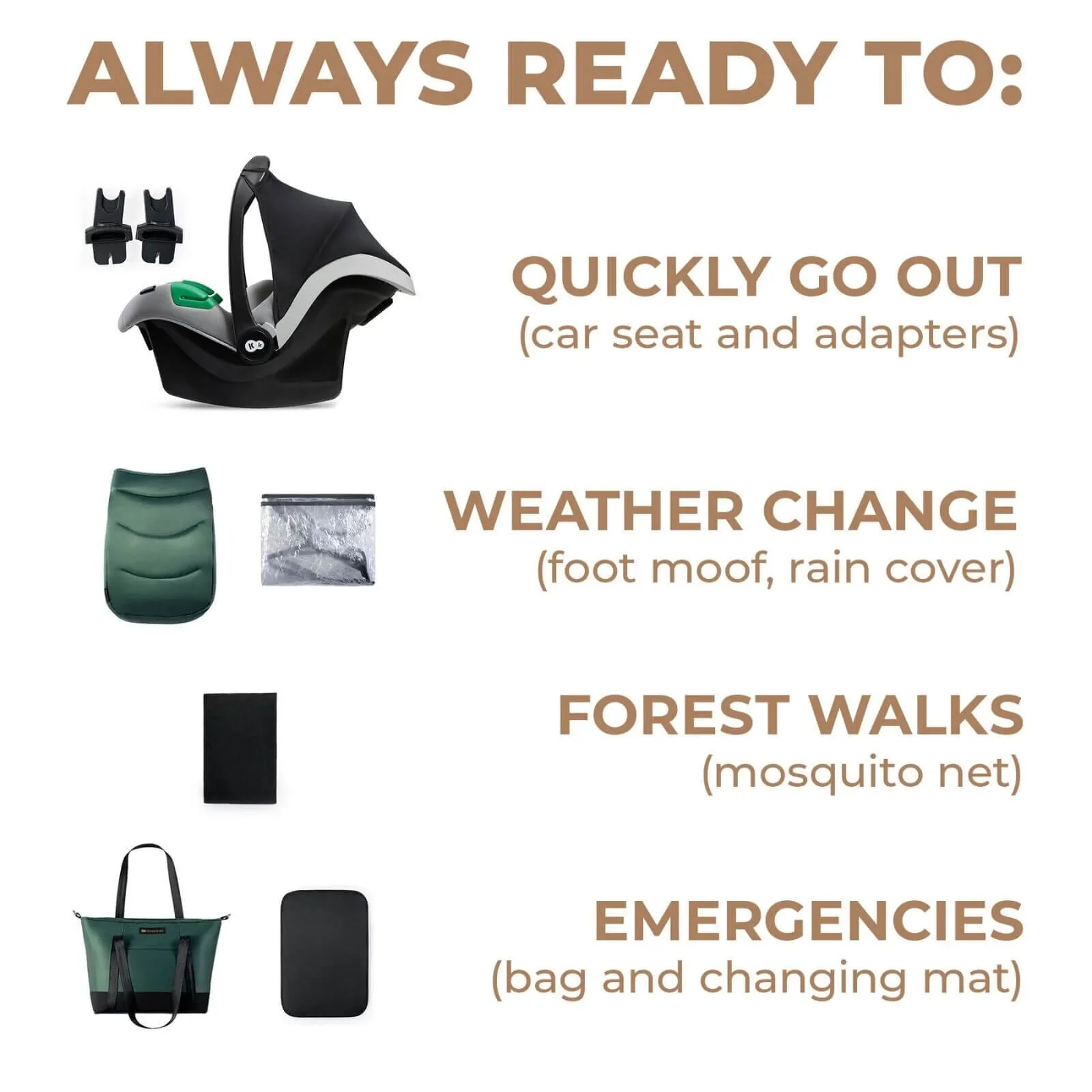 Kinderkraft 3-in-1 Mink Pro Prime 2 Travel System with Car Seat - Dark Green - Image 11