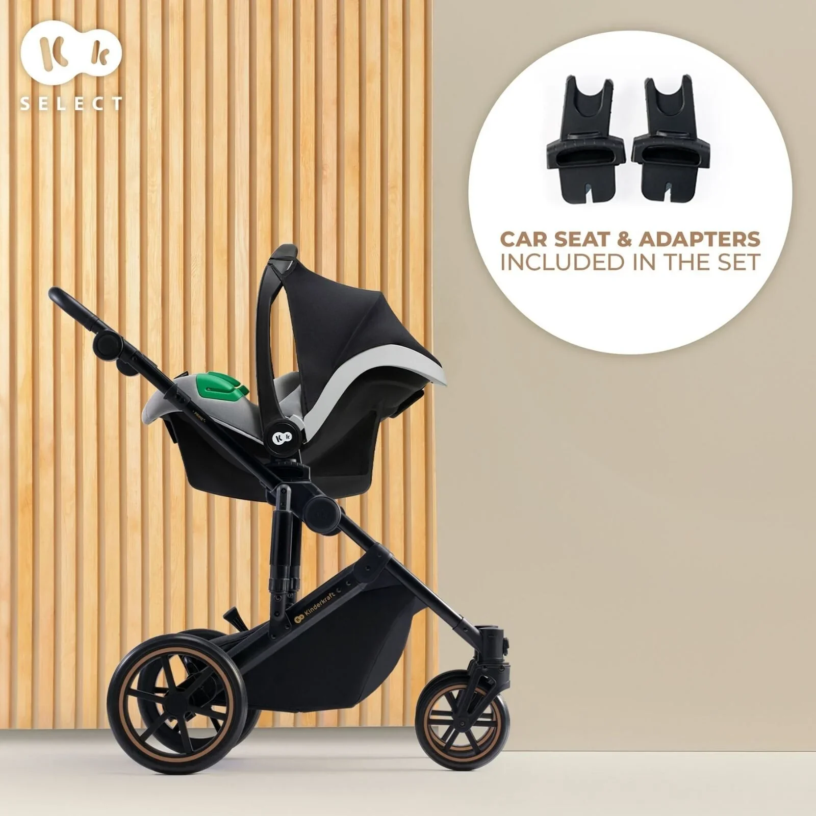 Kinderkraft 3-in-1 Mink Pro Prime 2 Travel System with Car Seat - Venezian Black - Image 10