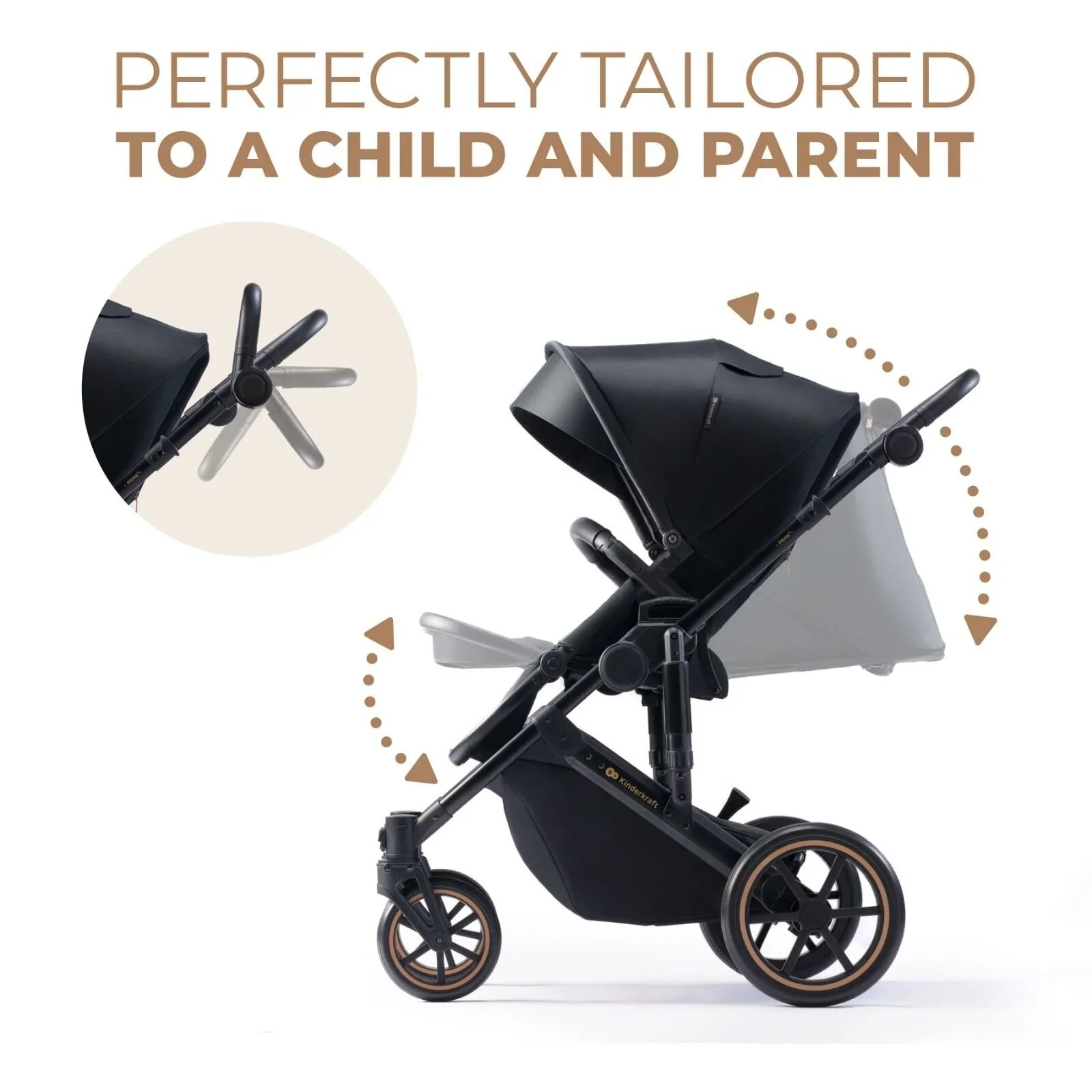 Kinderkraft 3-in-1 Mink Pro Prime 2 Travel System with Car Seat - Venezian Black - Image 9