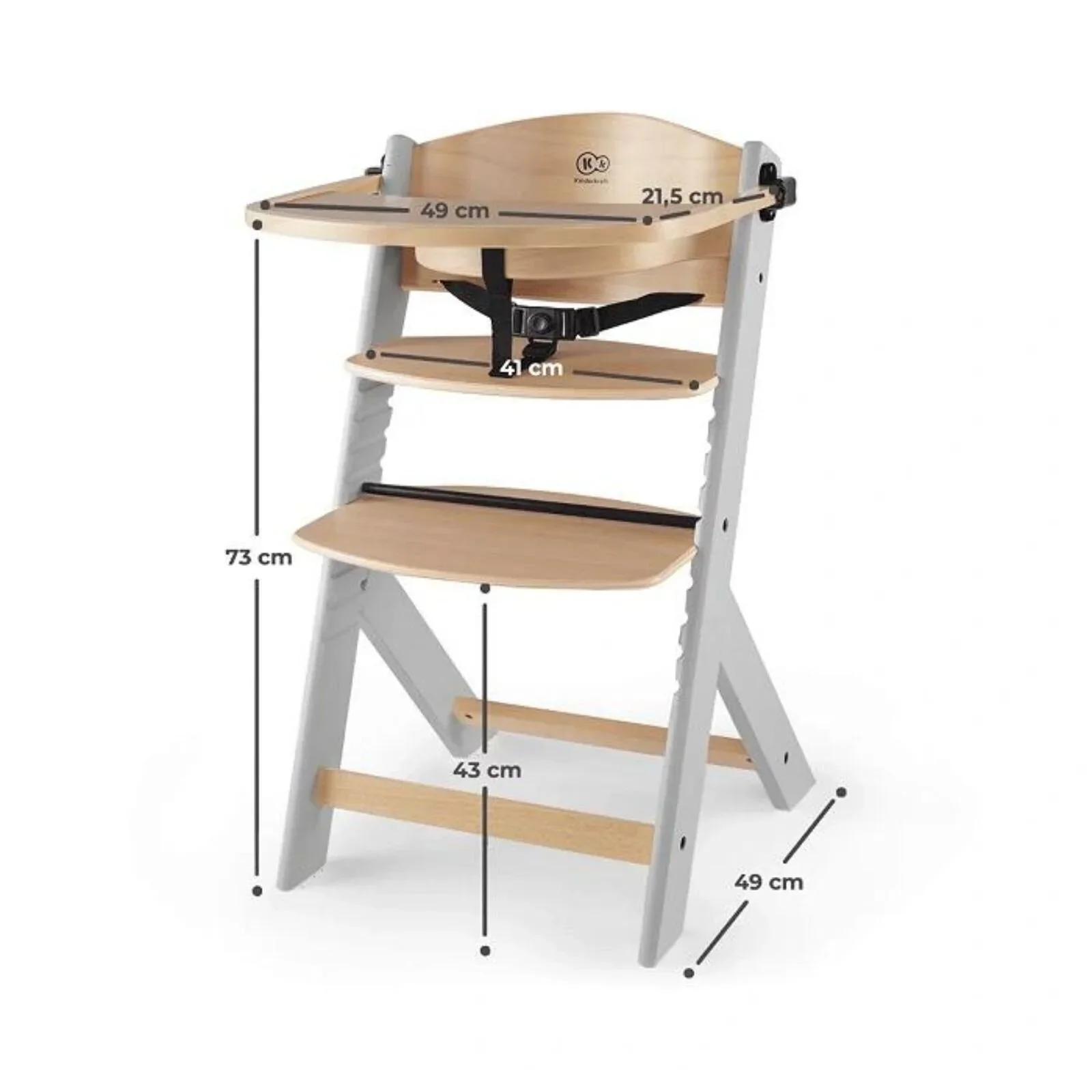 Kinderkraft Enock Wooden Highchair - Wooden Grey - Image 10