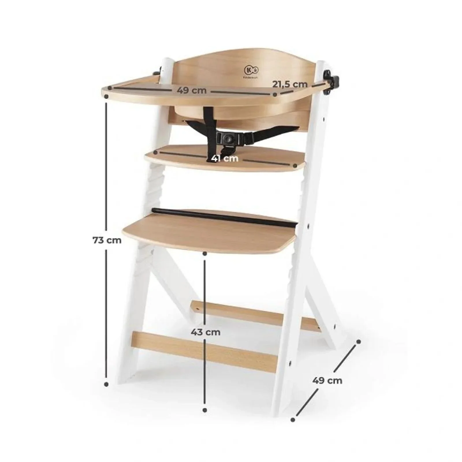 Kinderkraft Enock Wooden Highchair - Wooden White - Image 10