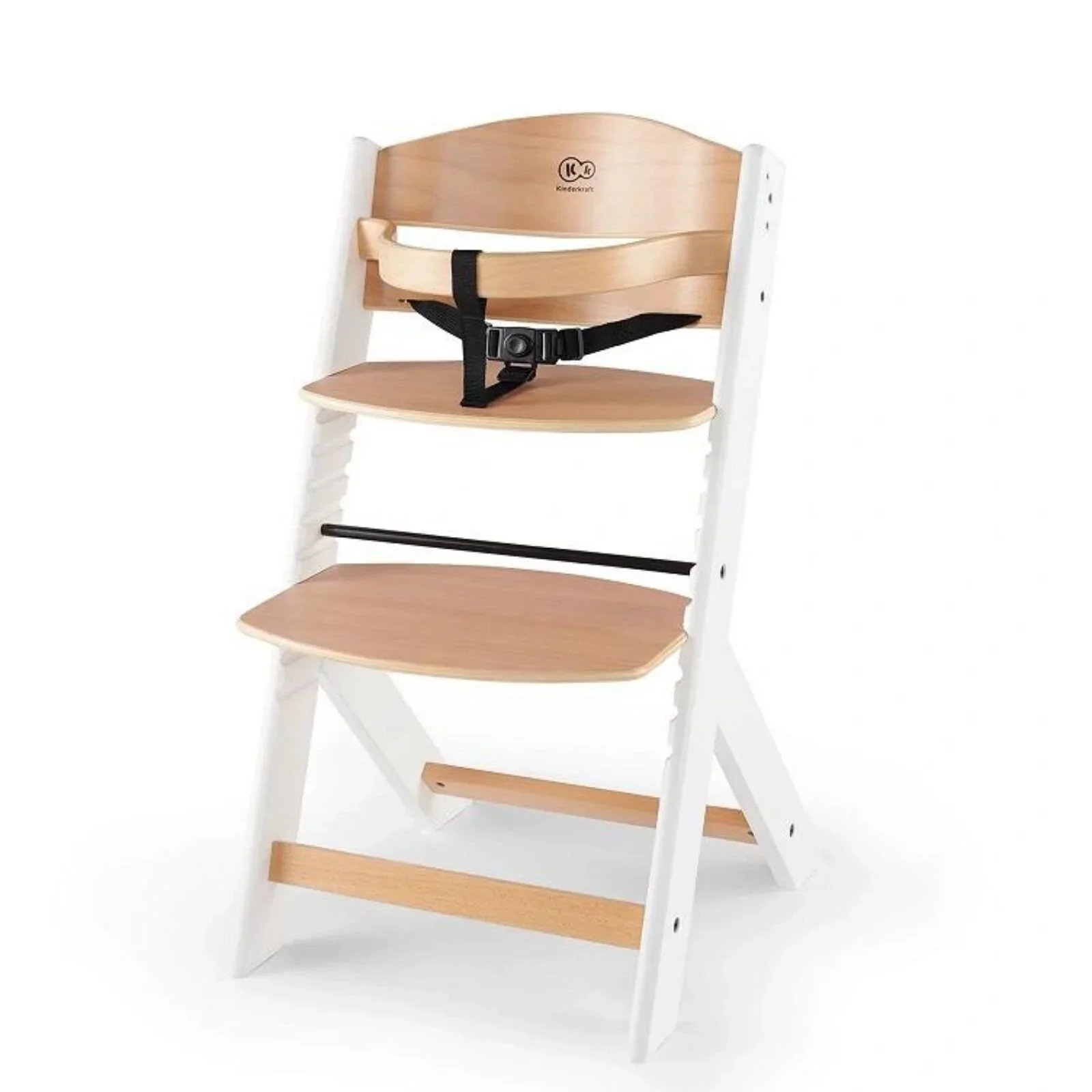 Kinderkraft Enock Wooden Highchair - Wooden White - Image 2