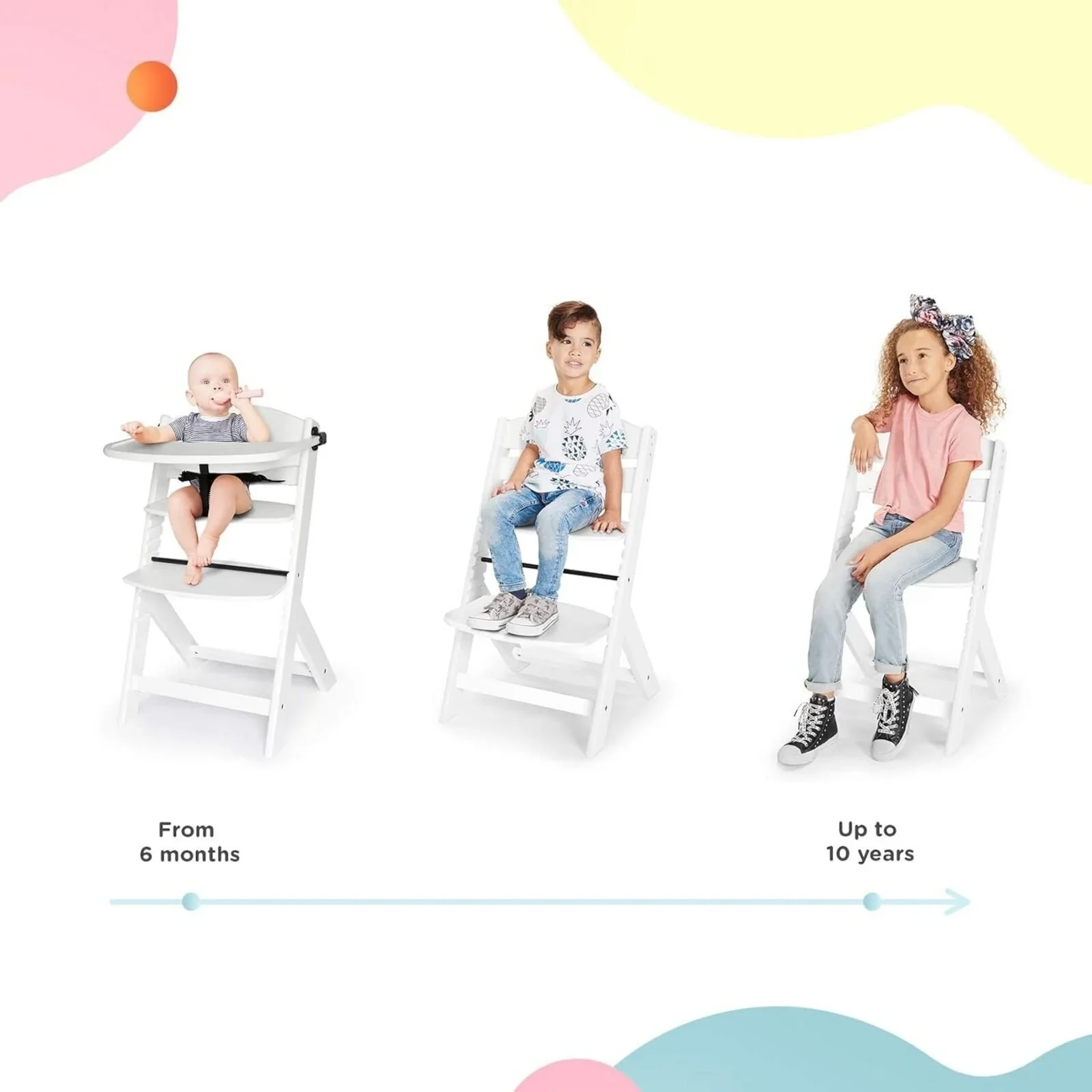 Kinderkraft Enock Wooden Highchair - White - Image 6