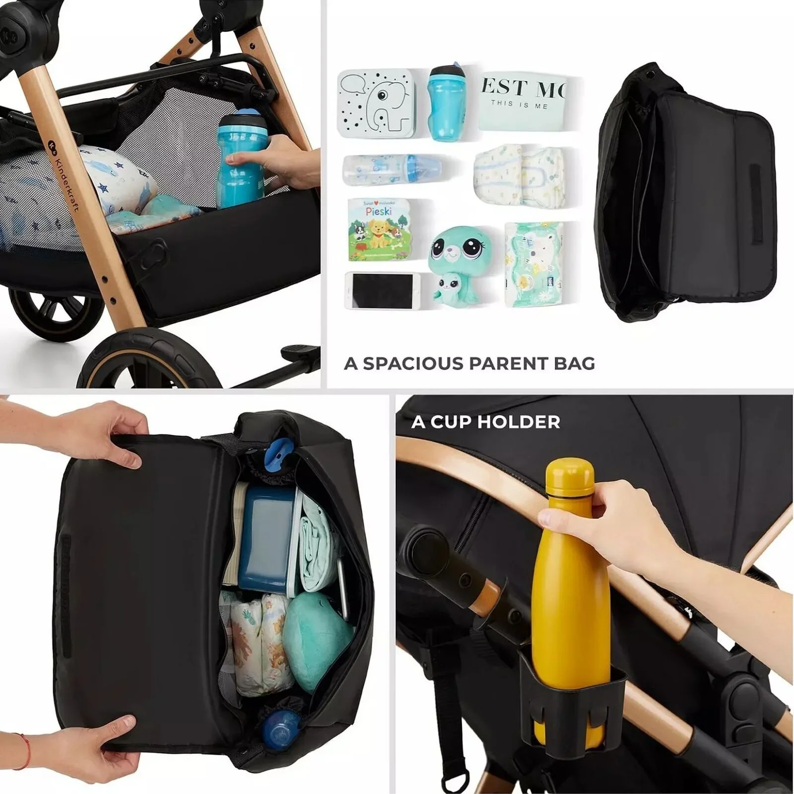 Kinderkraft Esme 3-in-1 Travel System with Mink Pro Car Seat - Moonlight Grey - Image 10
