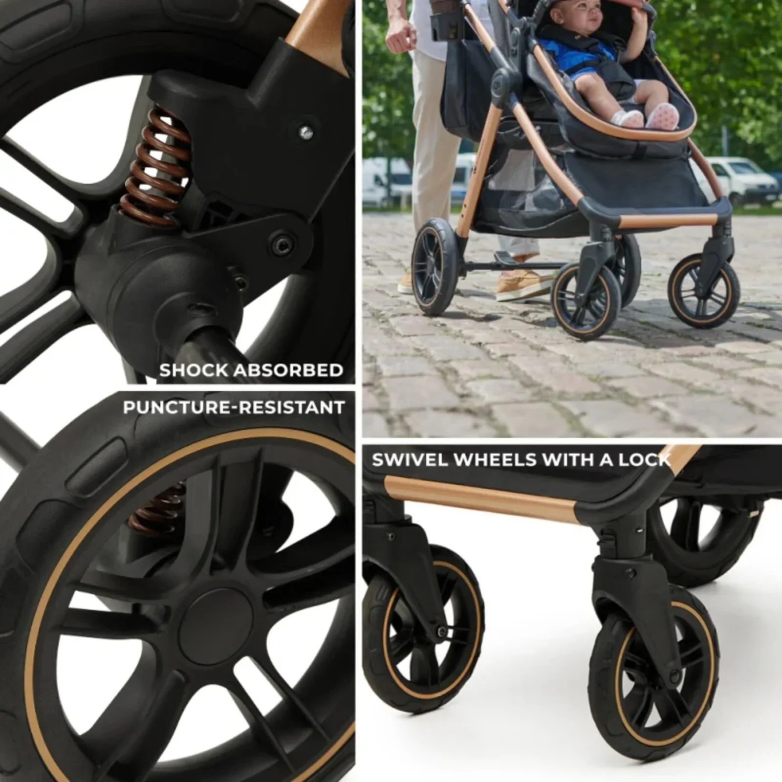 Kinderkraft Esme 3-in-1 Travel System with Mink Pro Car Seat - Pure Black - Image 12